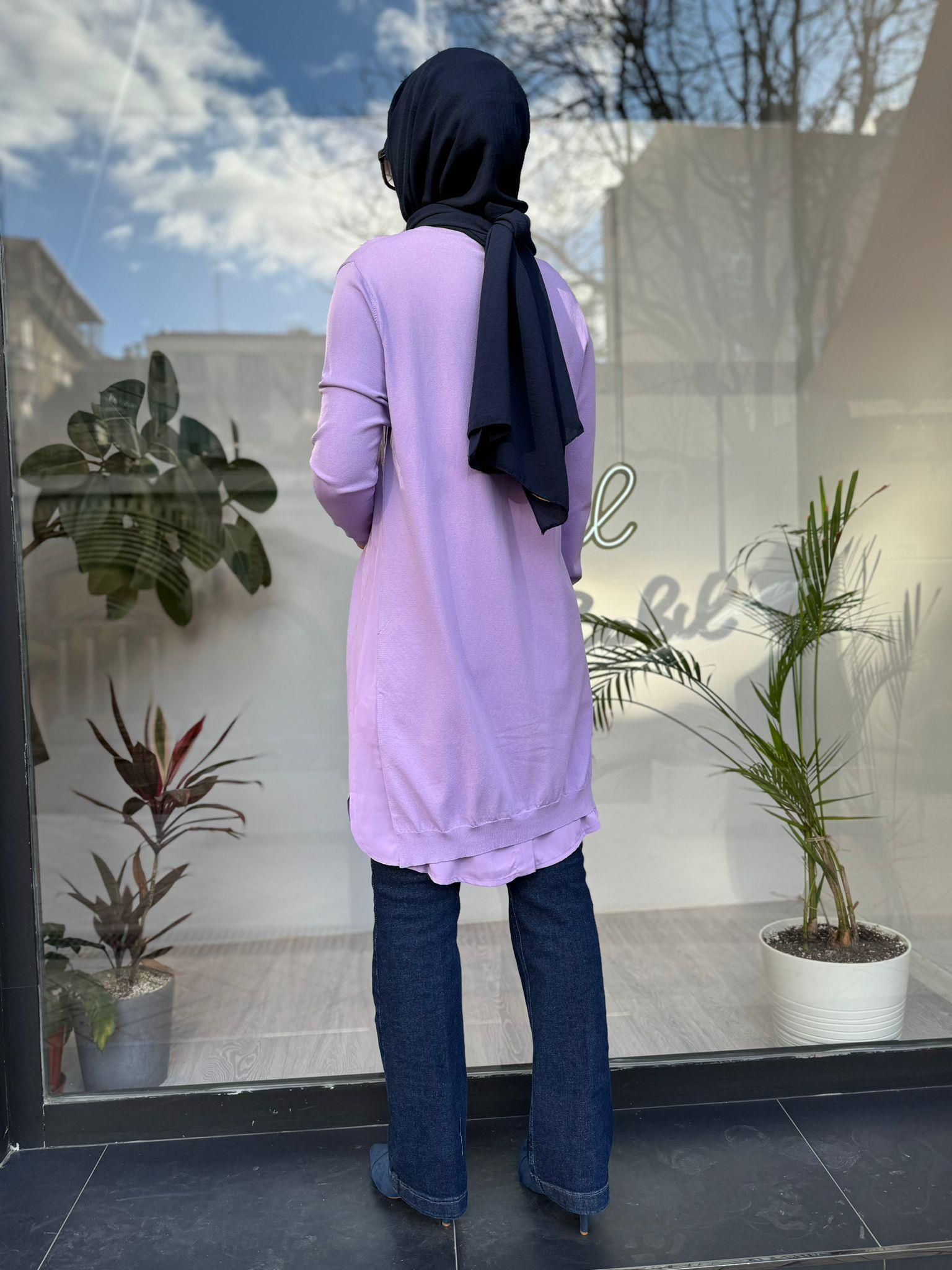 İnvee Lila Yanları Şifonlu Tunik 5860