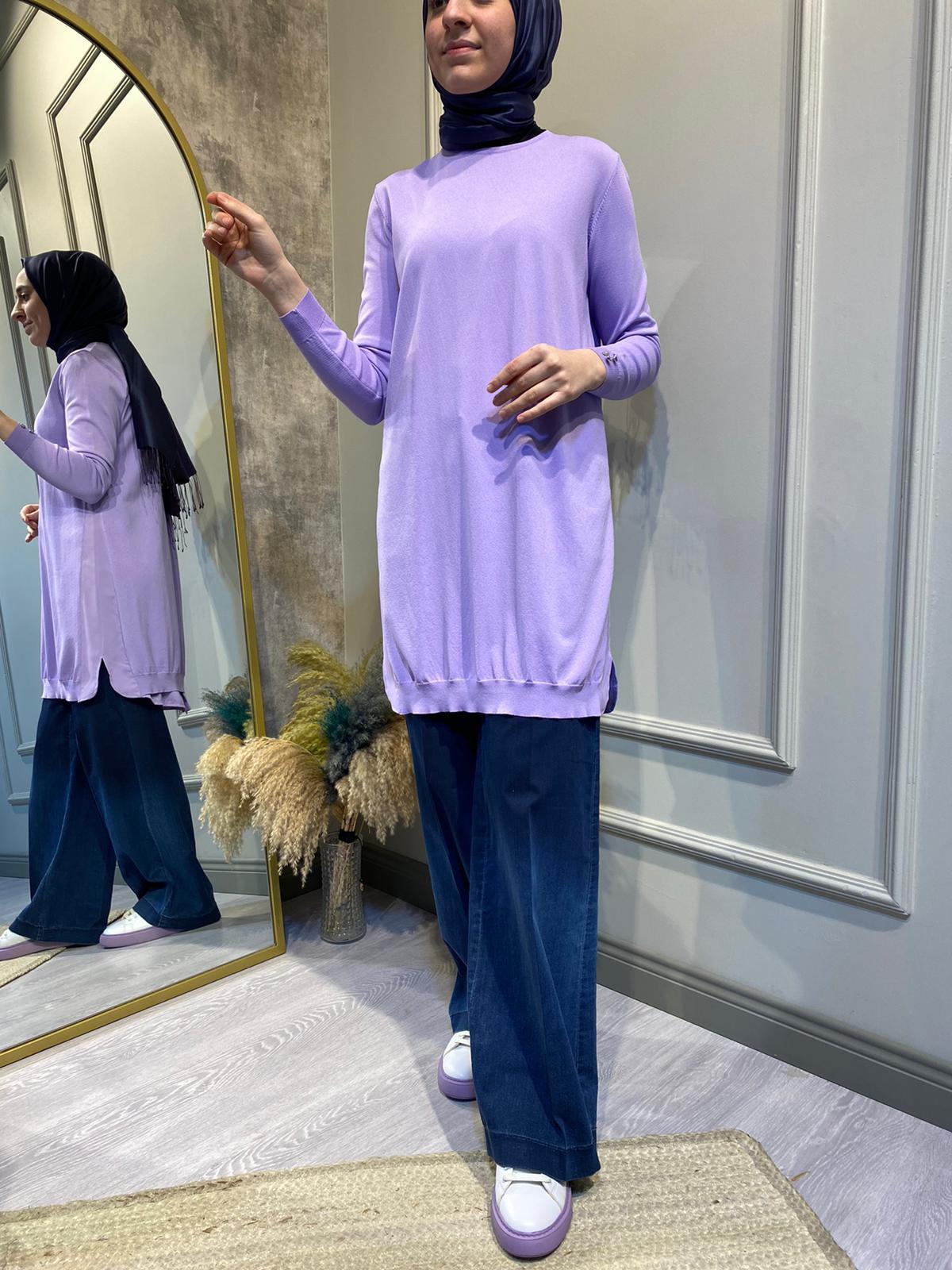 İnvee Lila Yanları Şifonlu Tunik 5860