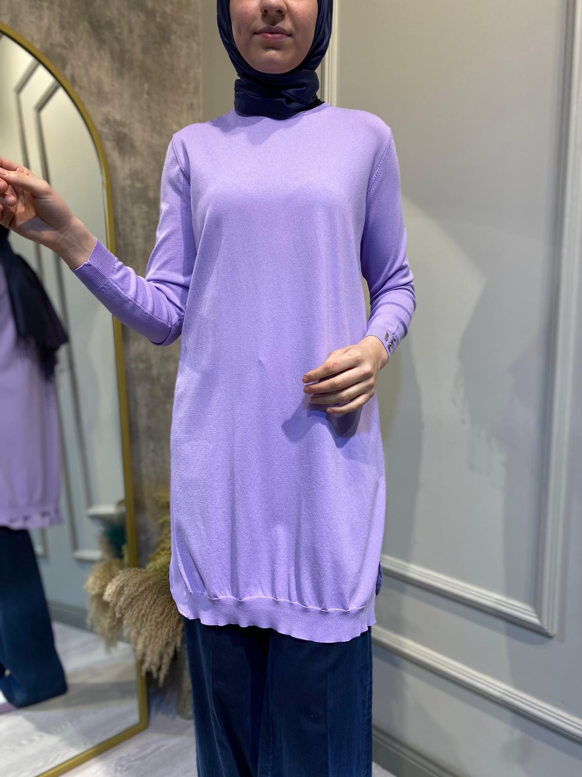 İnvee Lila Yanları Şifonlu Tunik 5860