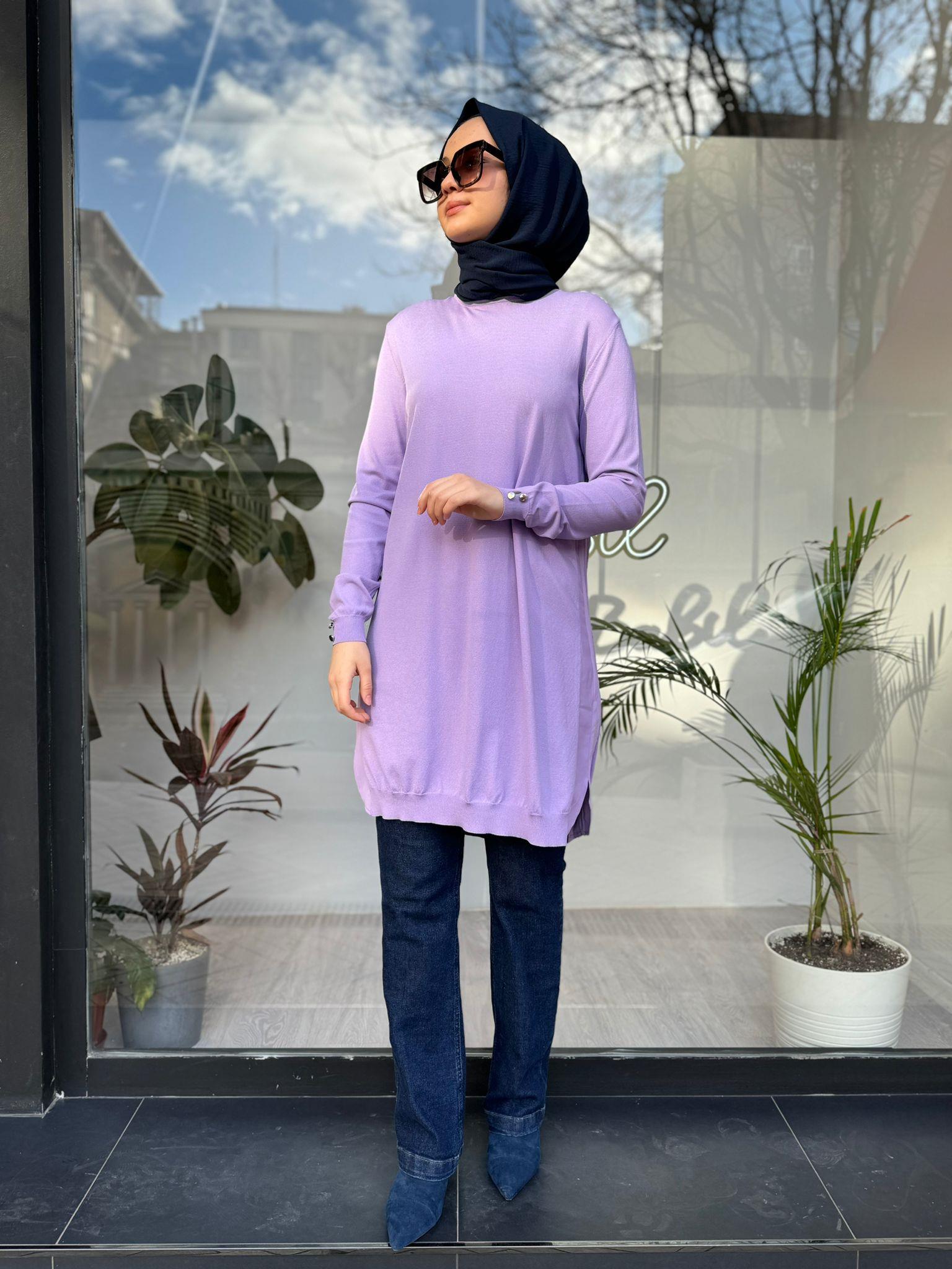 İnvee Lila Yanları Şifonlu Tunik 5860