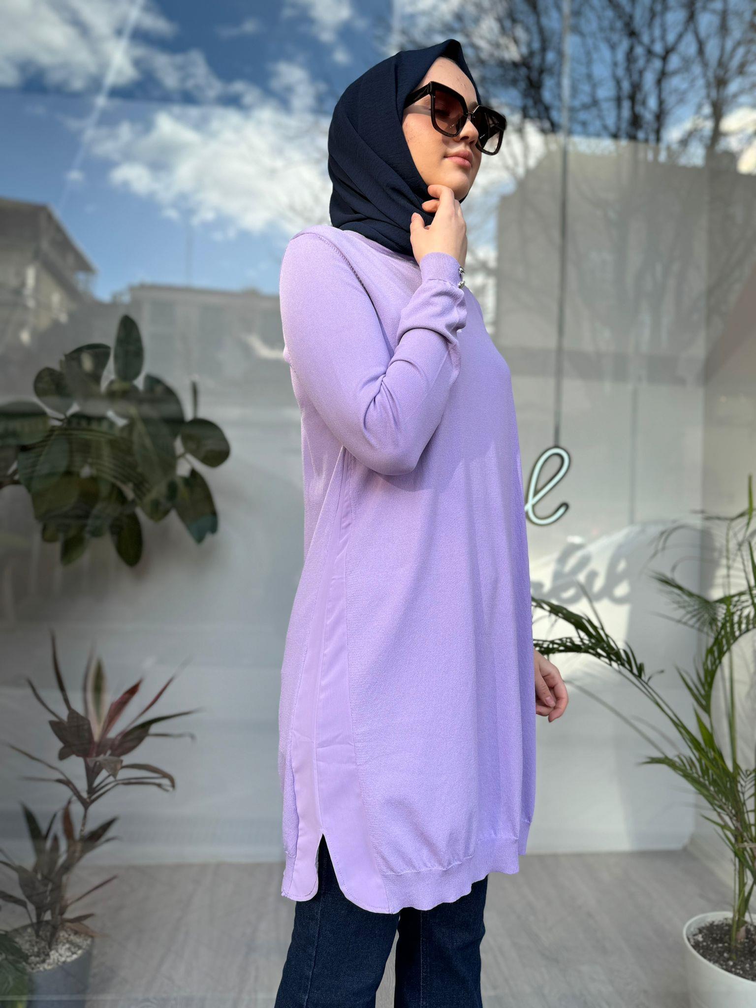 İnvee Lila Yanları Şifonlu Tunik 5860