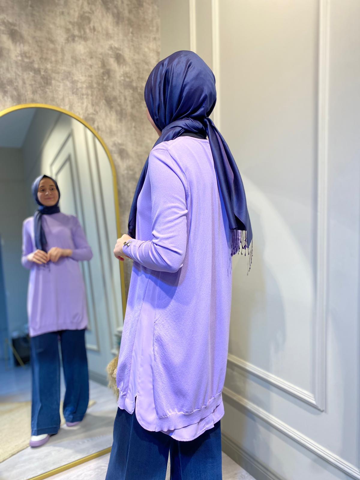 İnvee Lila Yanları Şifonlu Tunik 5860