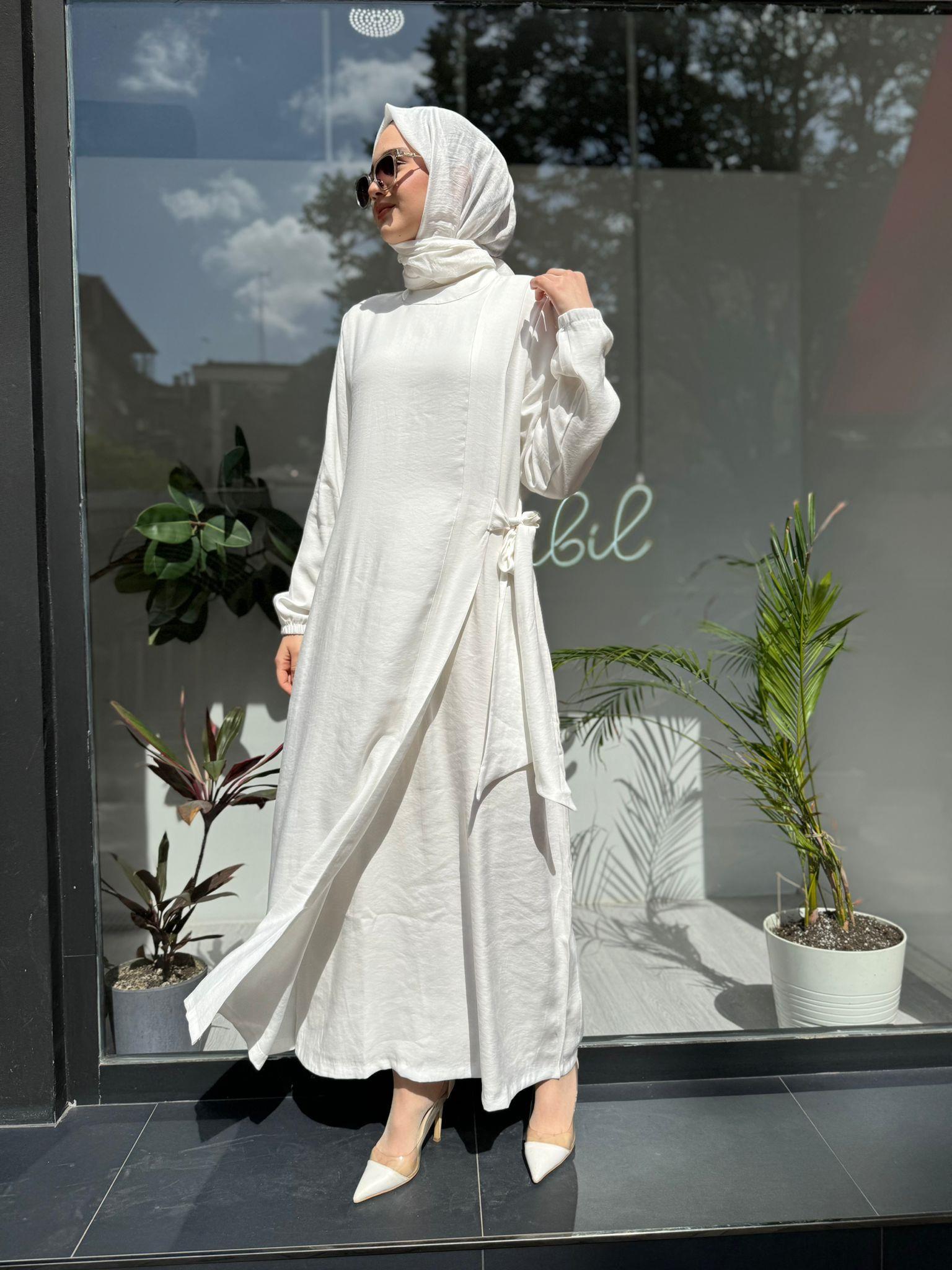 İnvee Modal Elbise Beyaz 6958