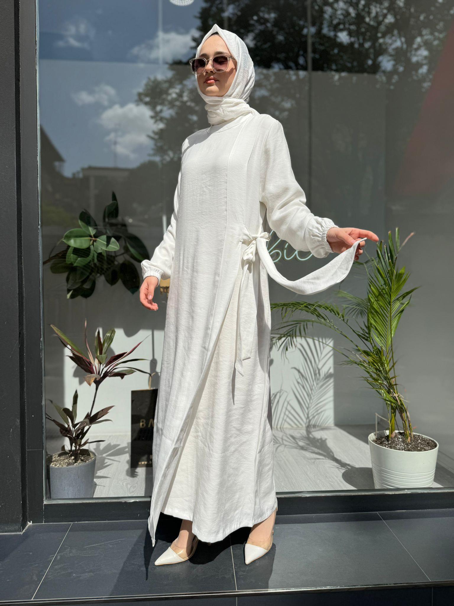 İnvee Modal Elbise Beyaz 6958