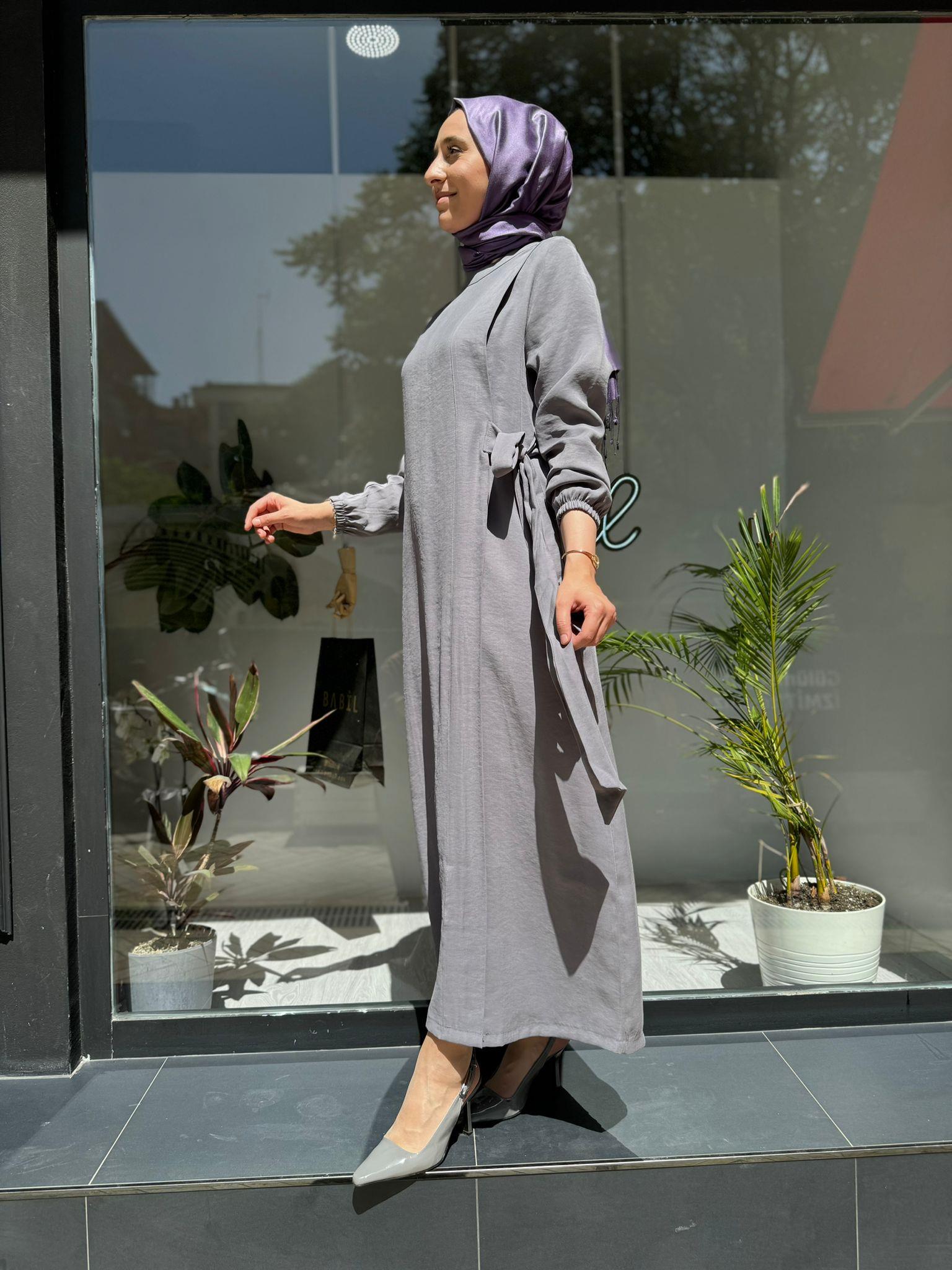 İnvee Modal Elbise Gri 6958