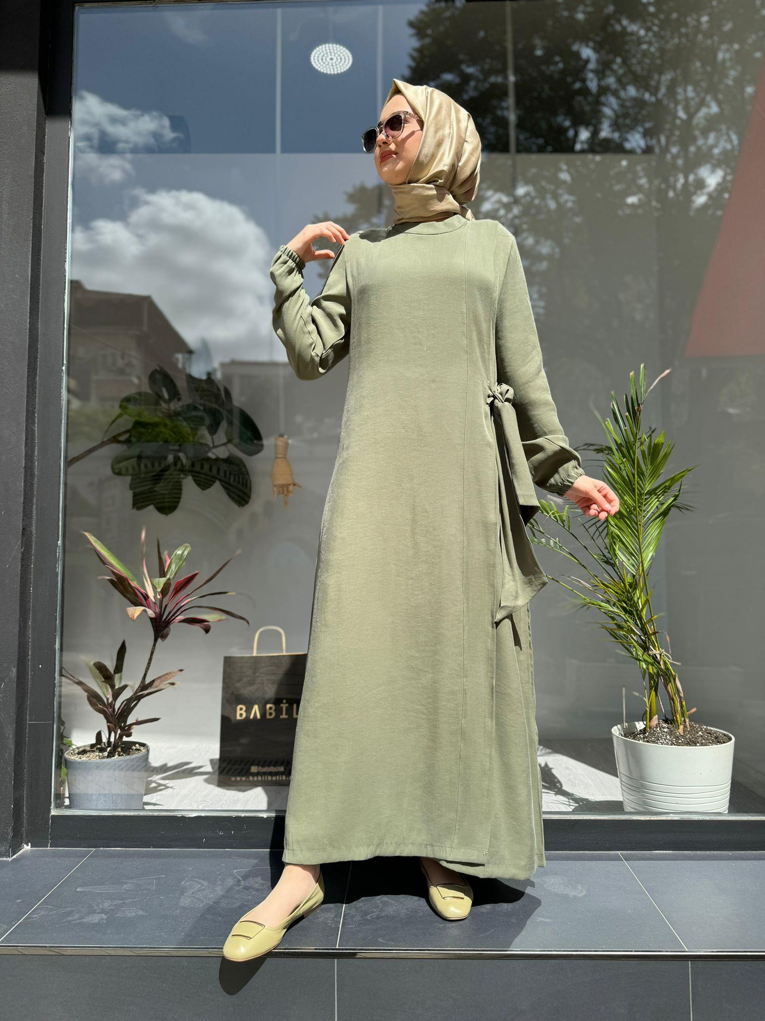 İnvee Modal Elbise Haki 6958