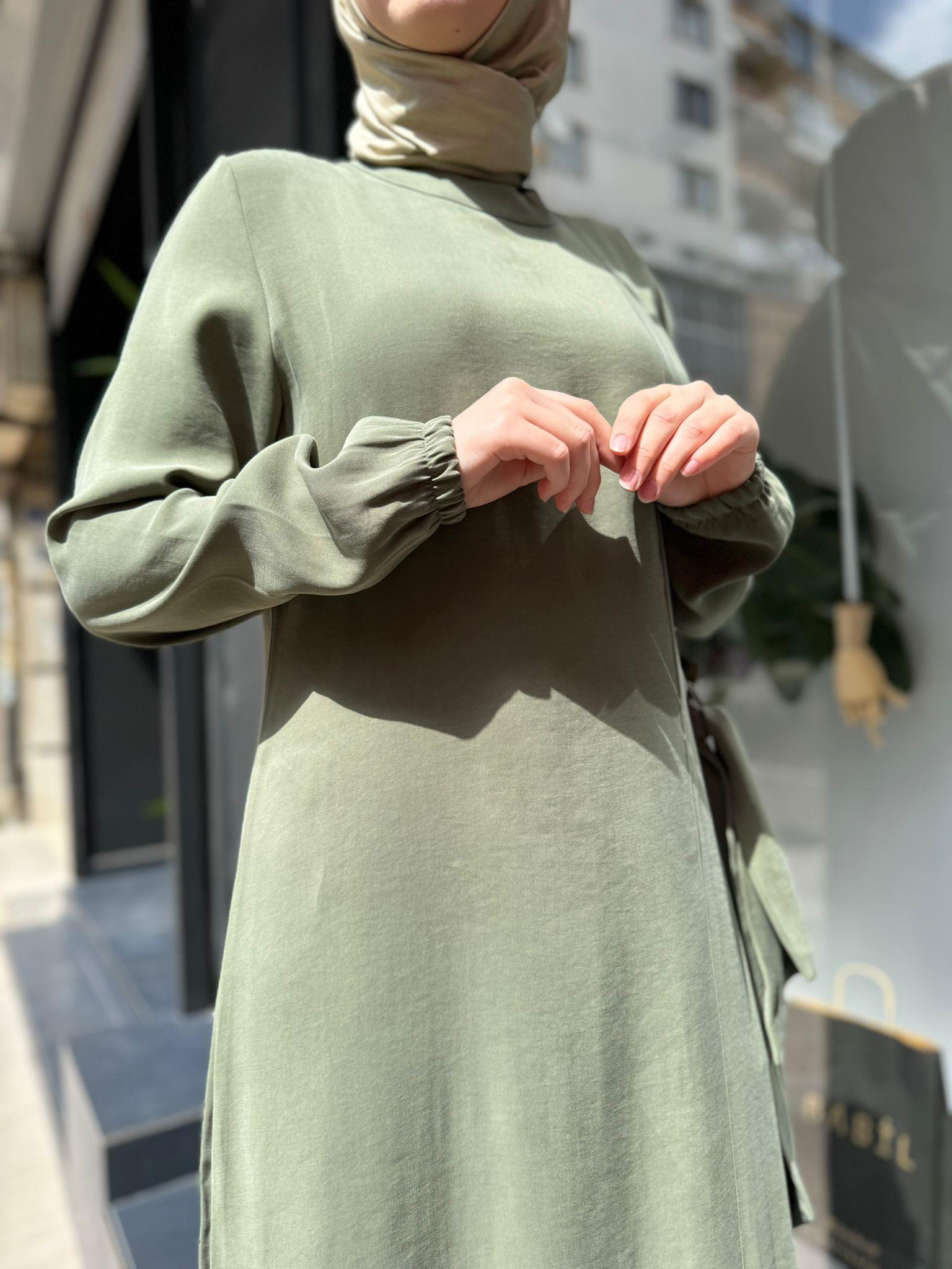 İnvee Modal Elbise Haki 6958