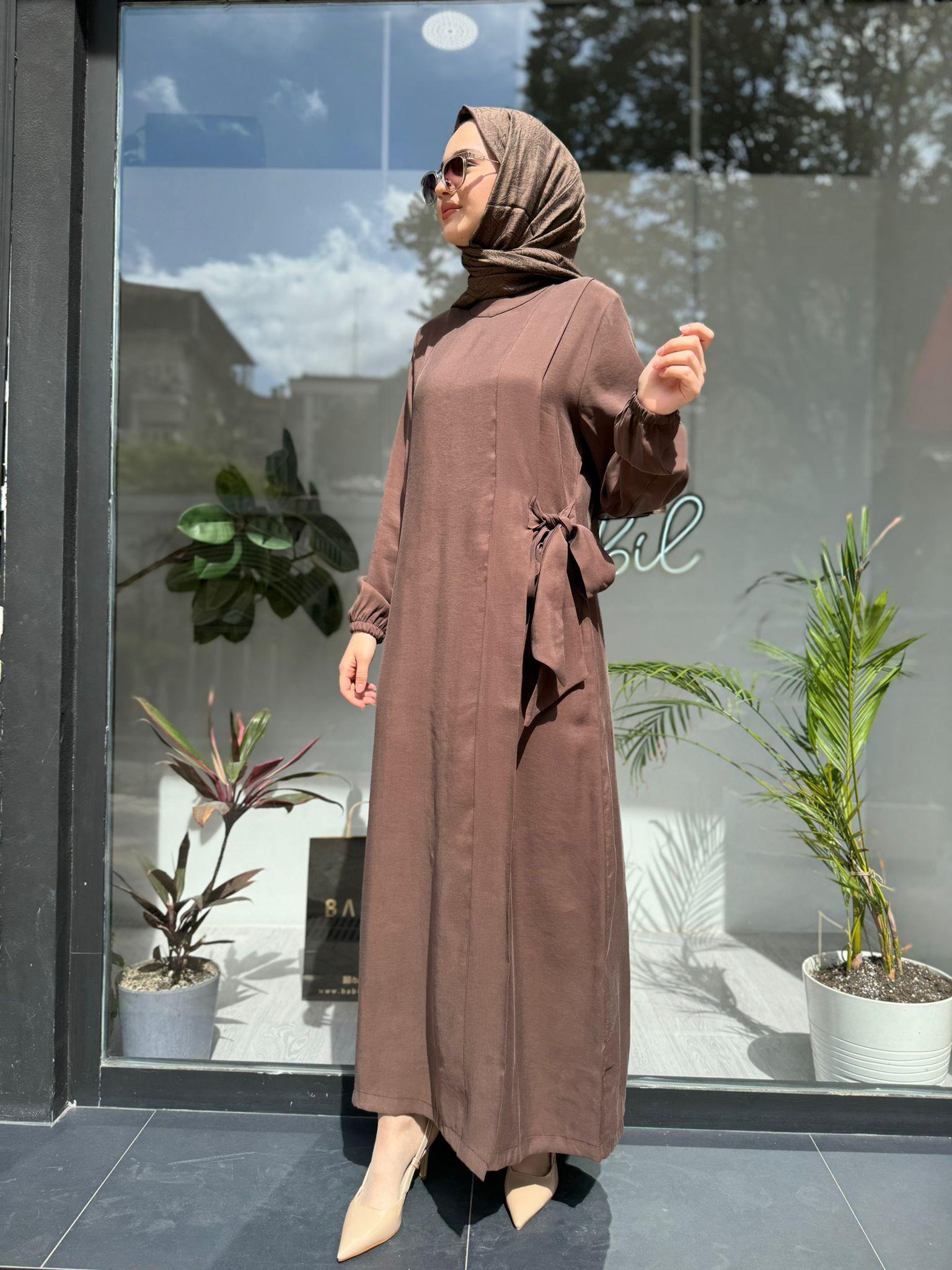 İnvee Modal Elbise Kahve 6958