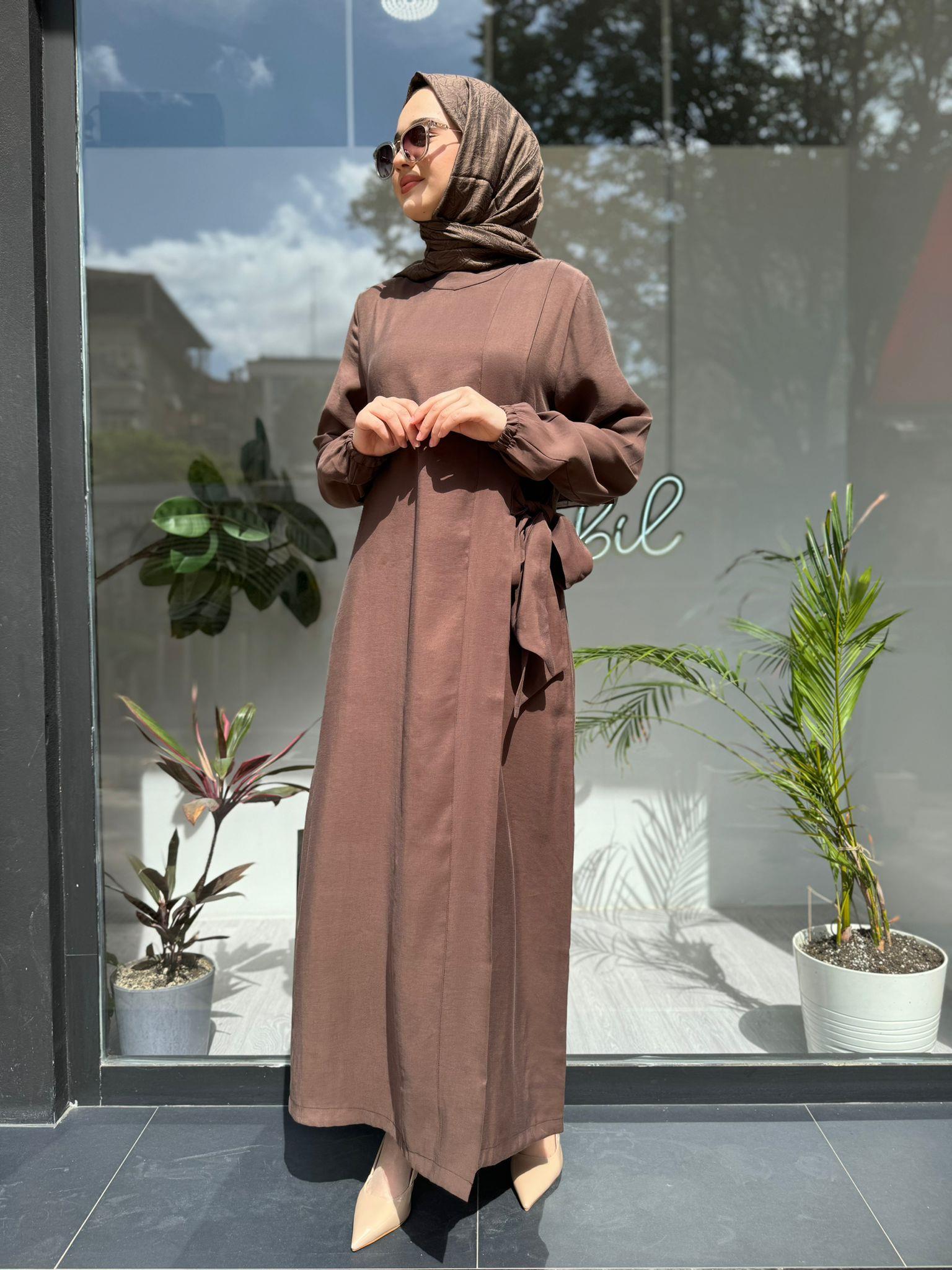 İnvee Modal Elbise Kahve 6958