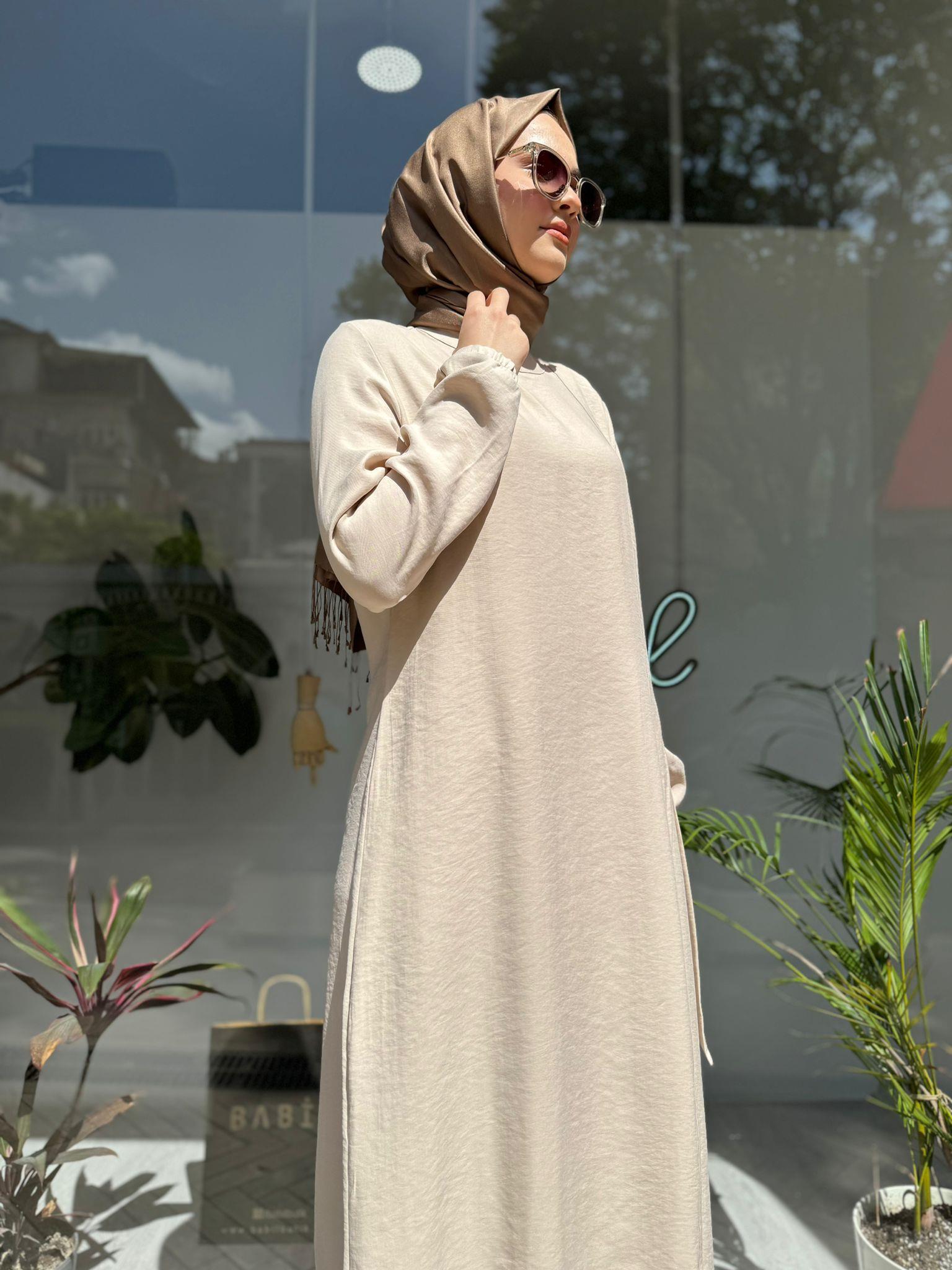 İnvee Modal Elbise Krem 6958