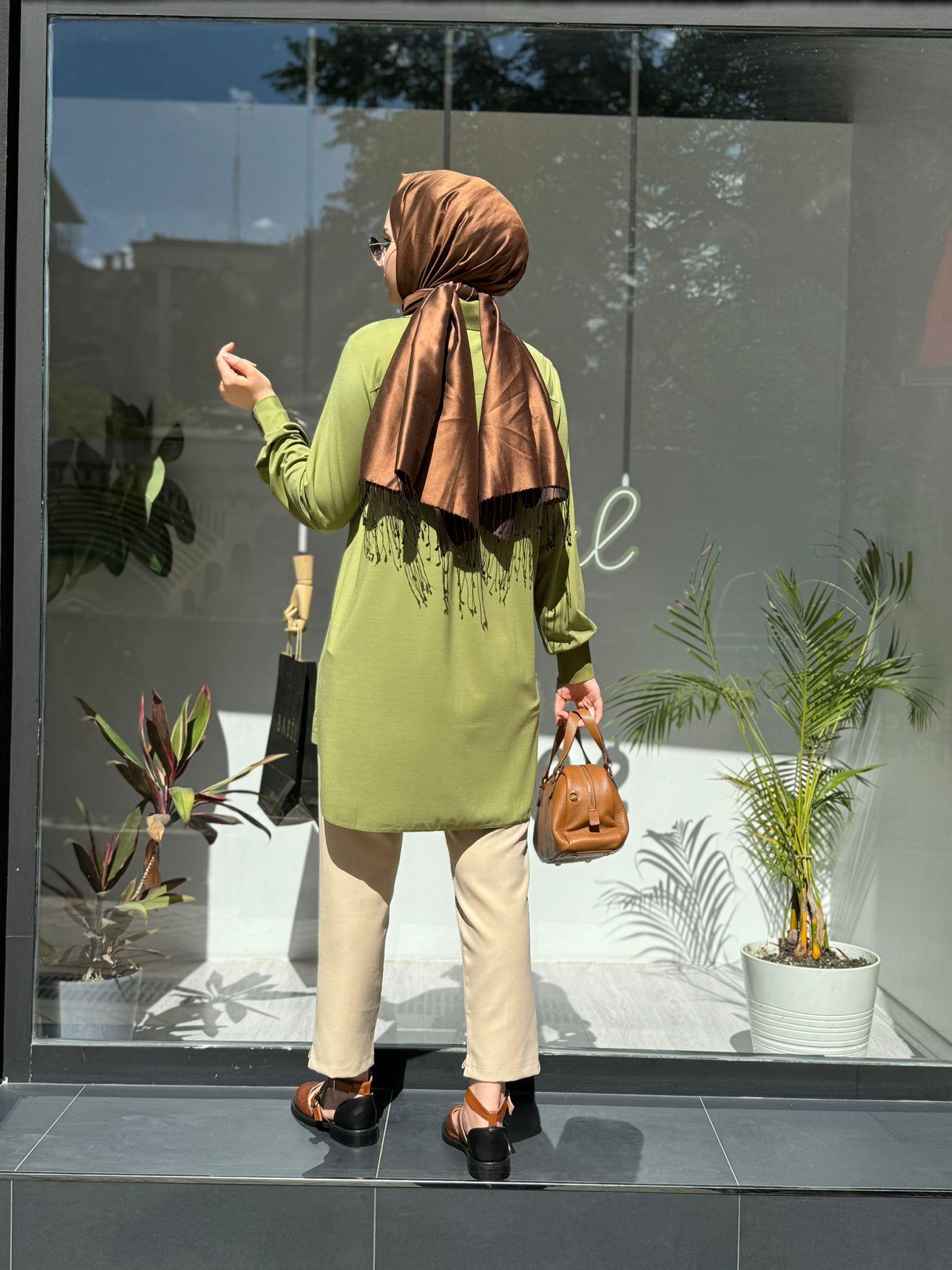 İnvee Modal Penye Gömlek Yeşil 6926