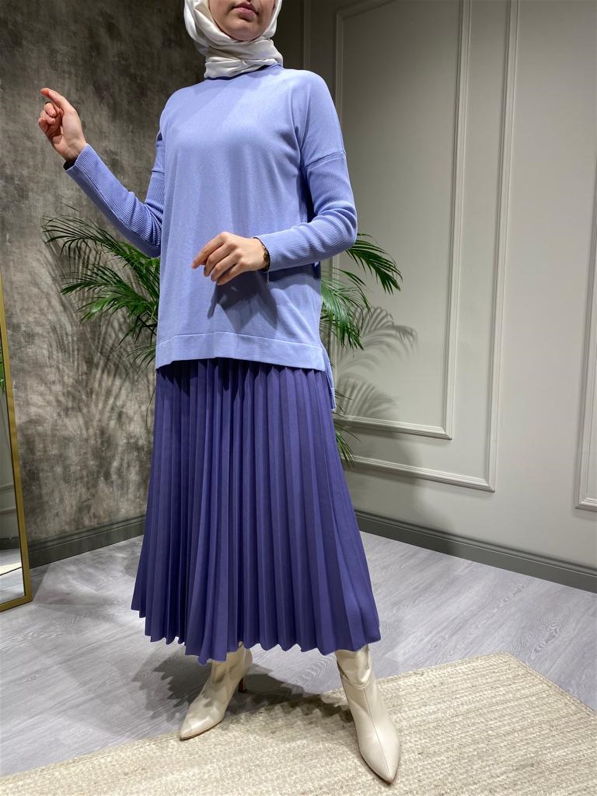 İnvee Mor Pliseli Etek