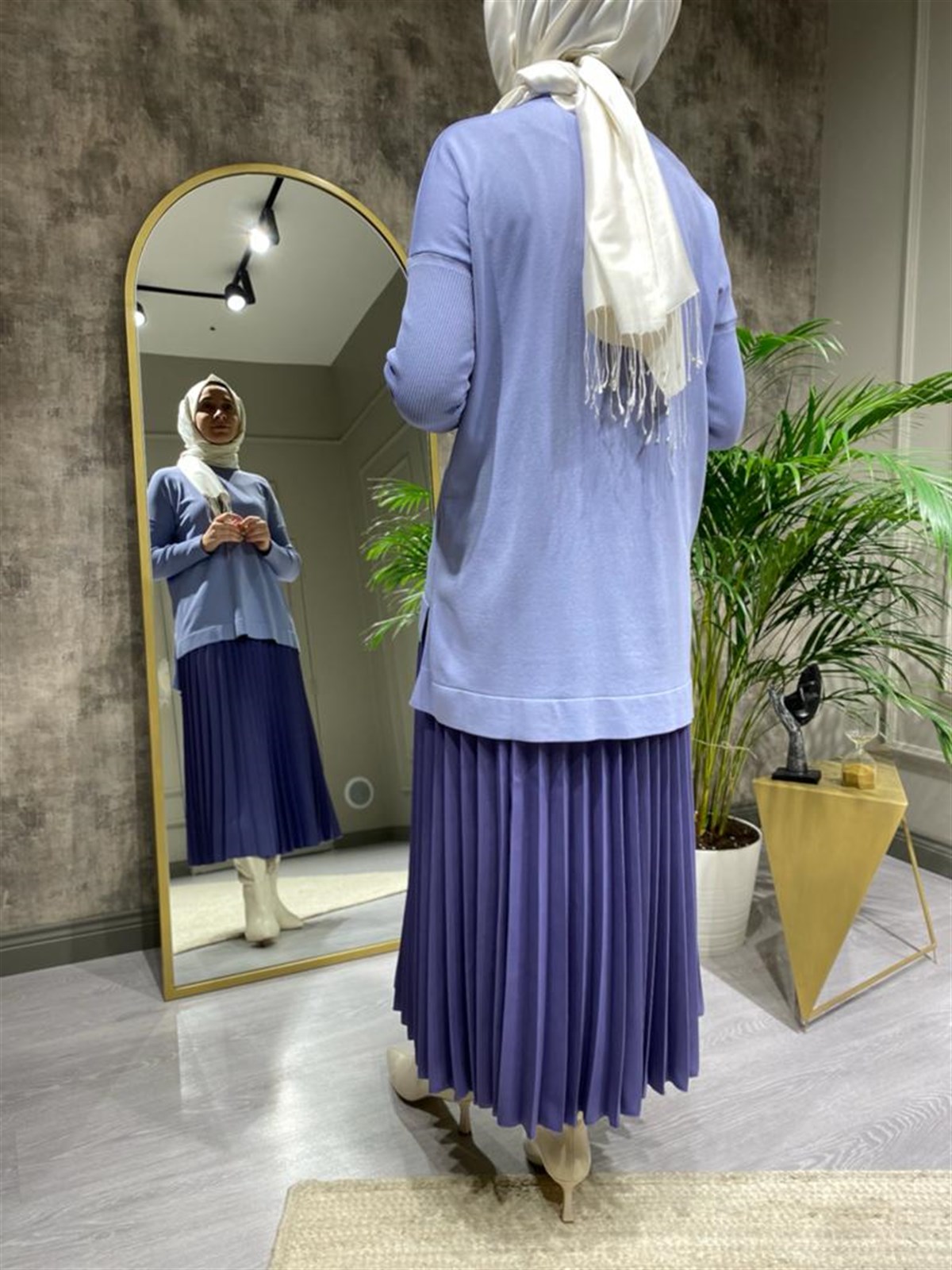 İnvee Mor Pliseli Etek