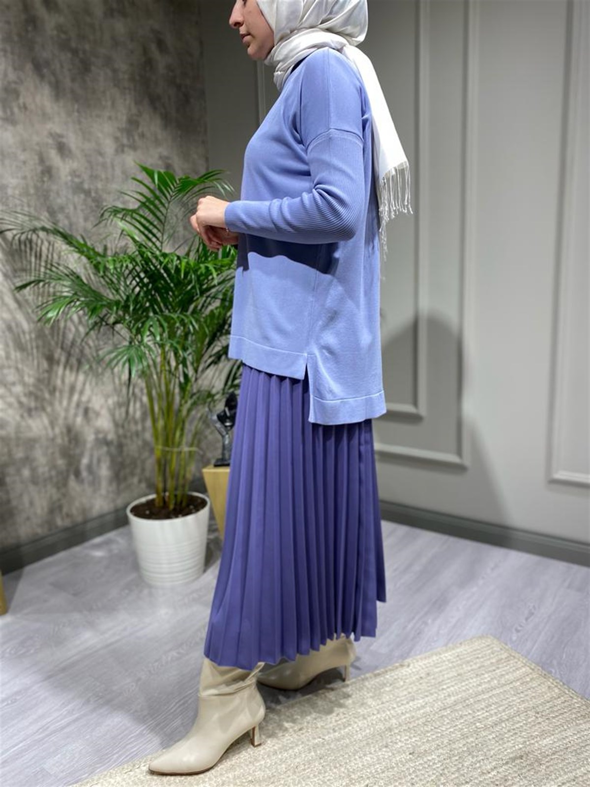 İnvee Mor Pliseli Etek