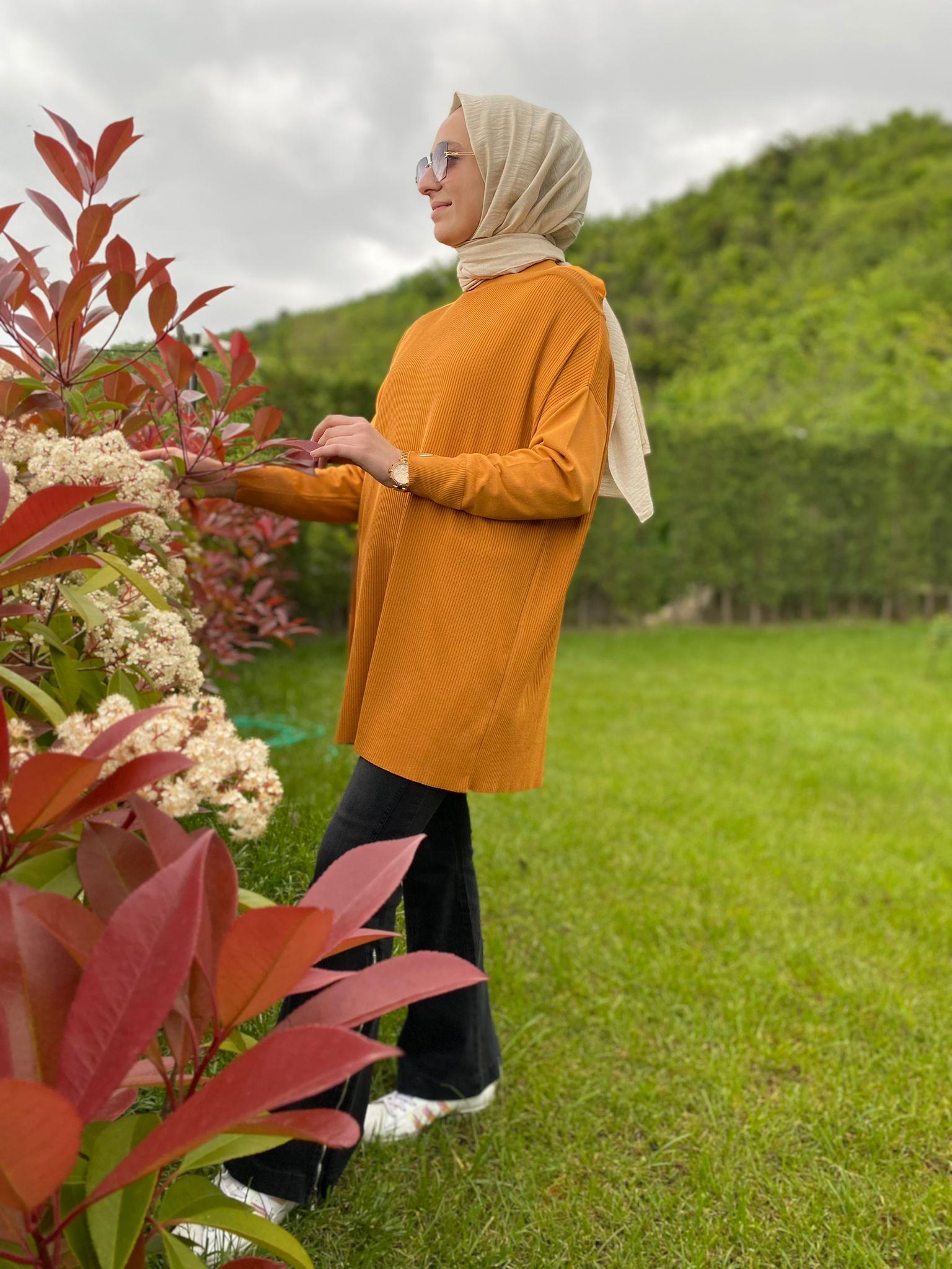İnvee Omzu Şifon Karamel Tunik 6250