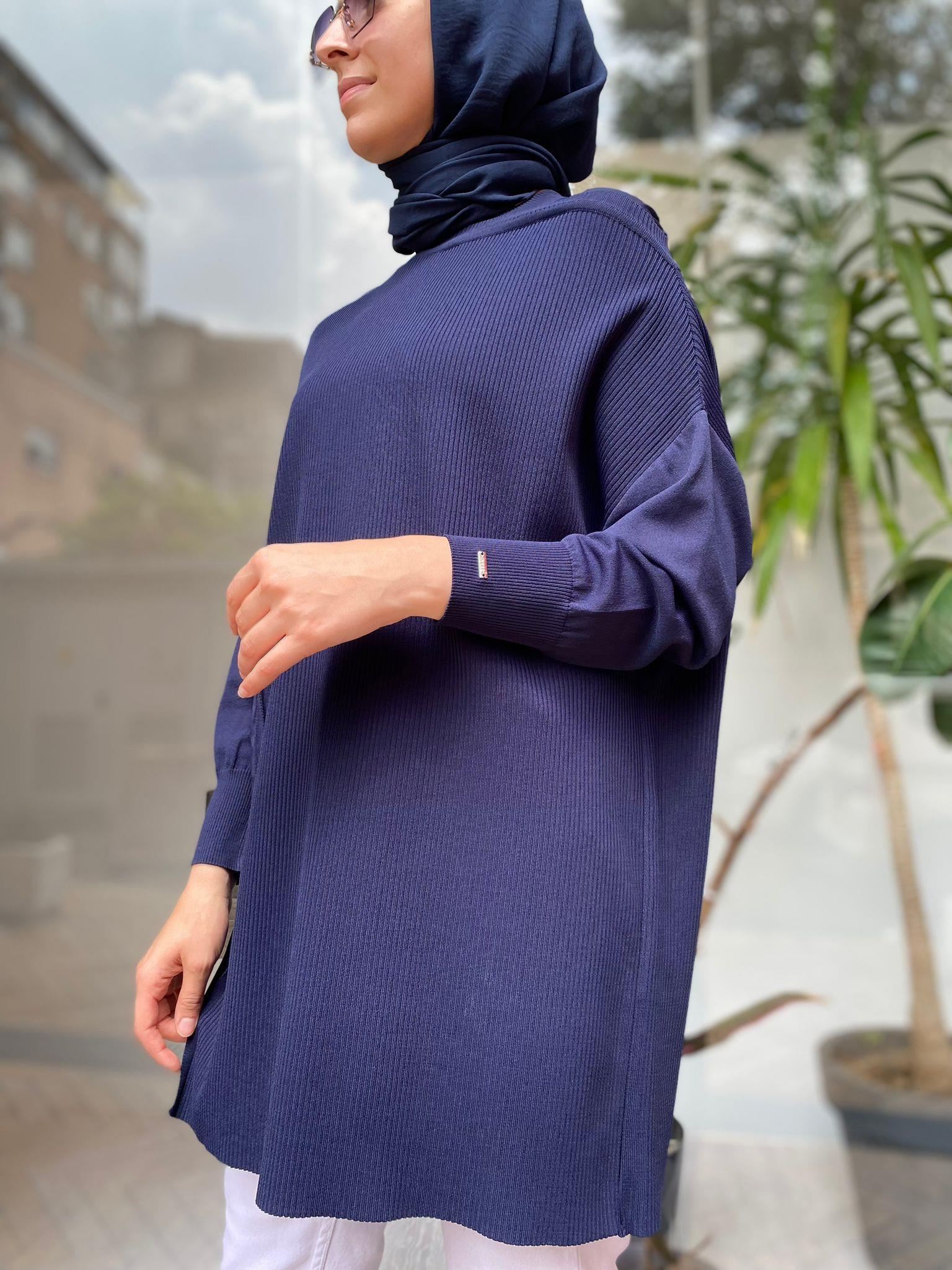 İnvee Omzu Şifon Tunik Lacivert 6250