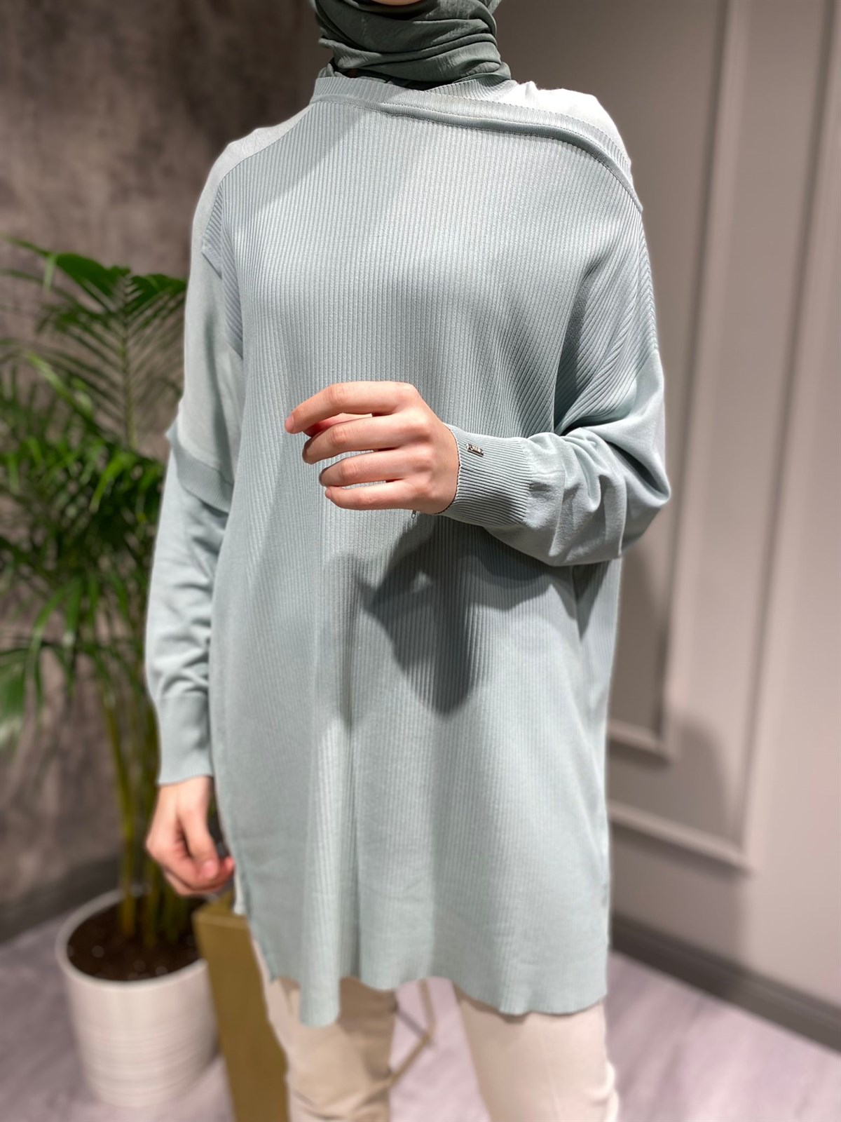İnvee Omzu Şifon Tunik Mint