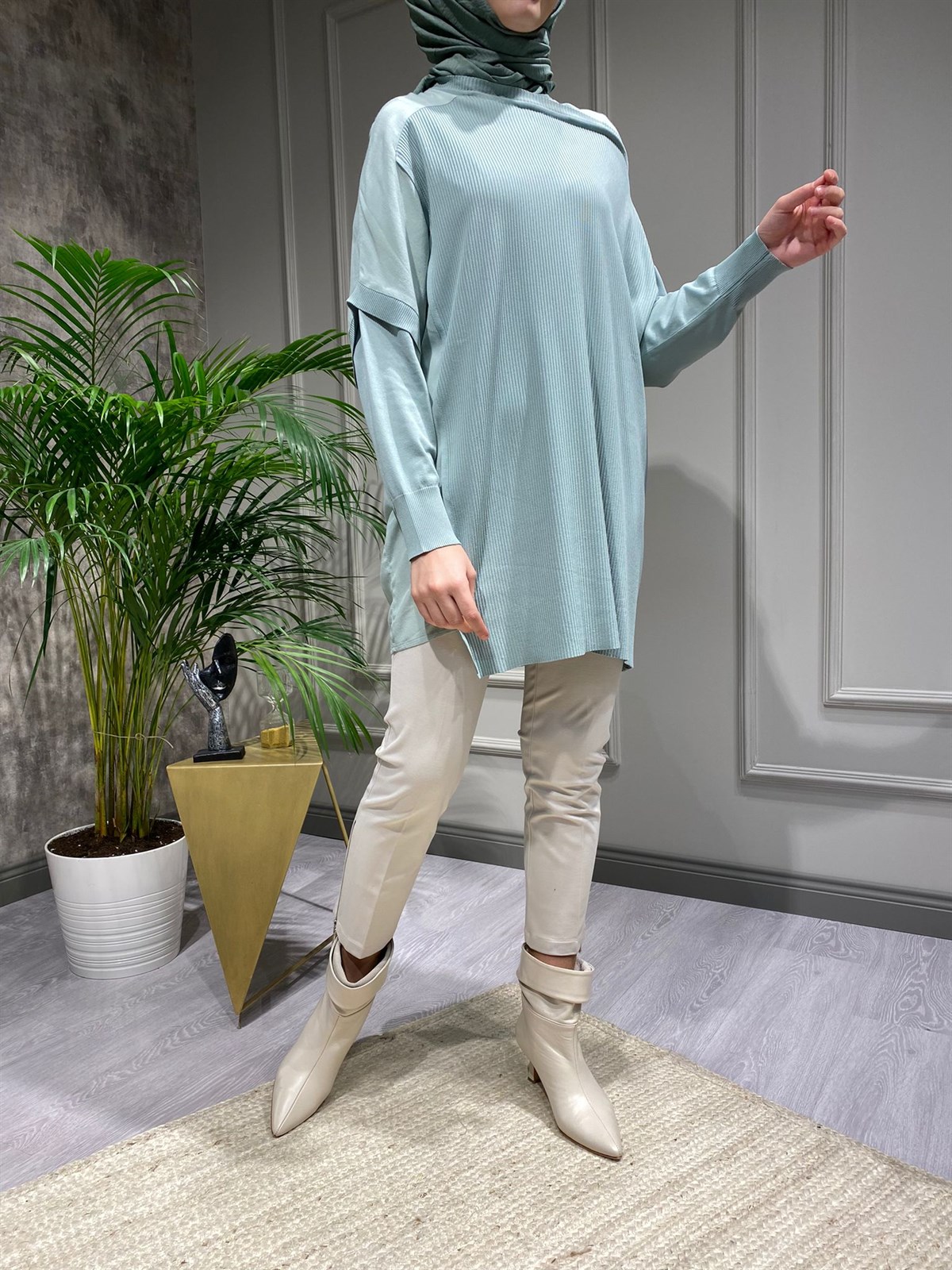 İnvee Omzu Şifon Tunik Mint