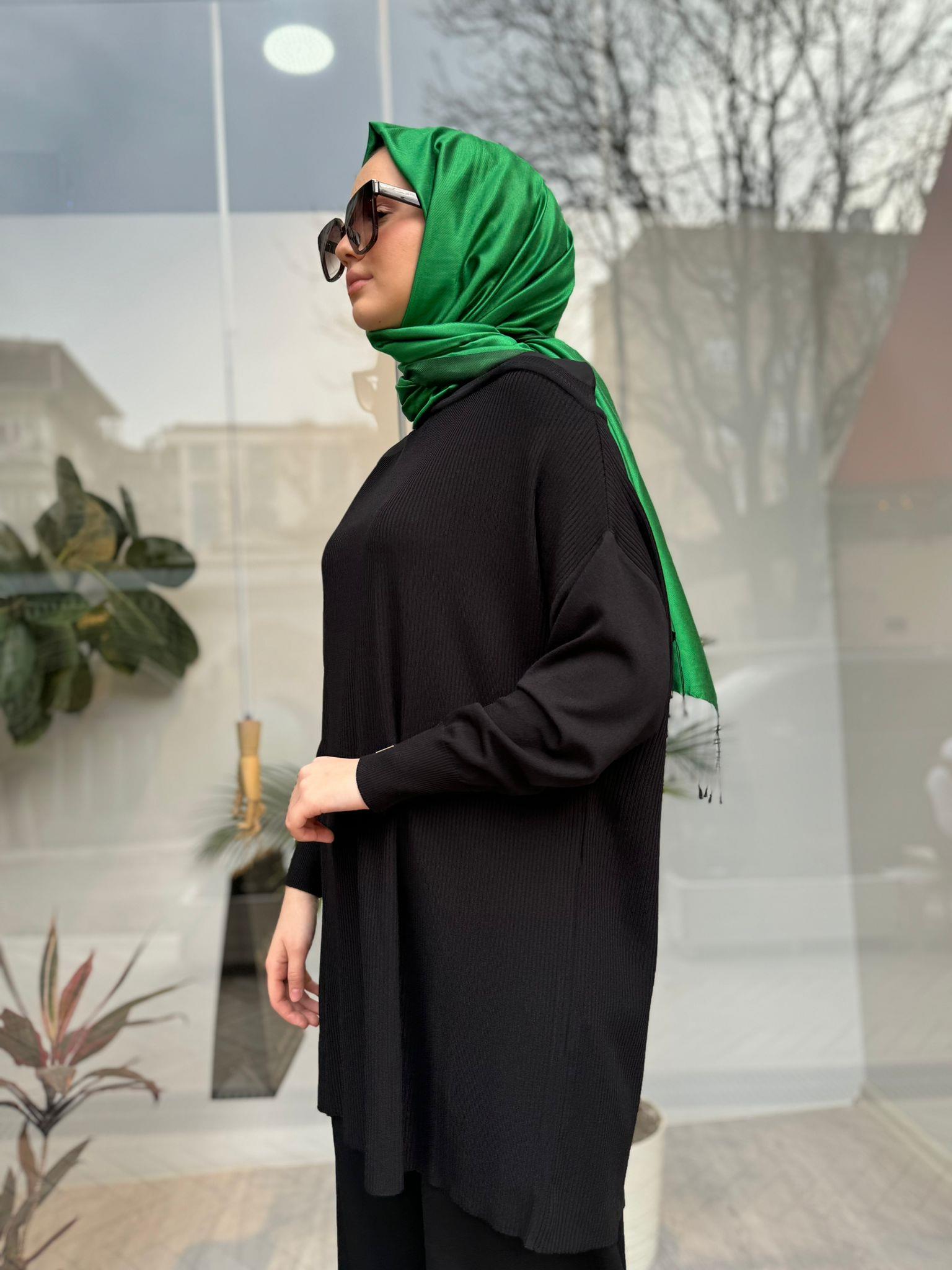 İnvee Omzu Şifon Tunik Siyah 6250