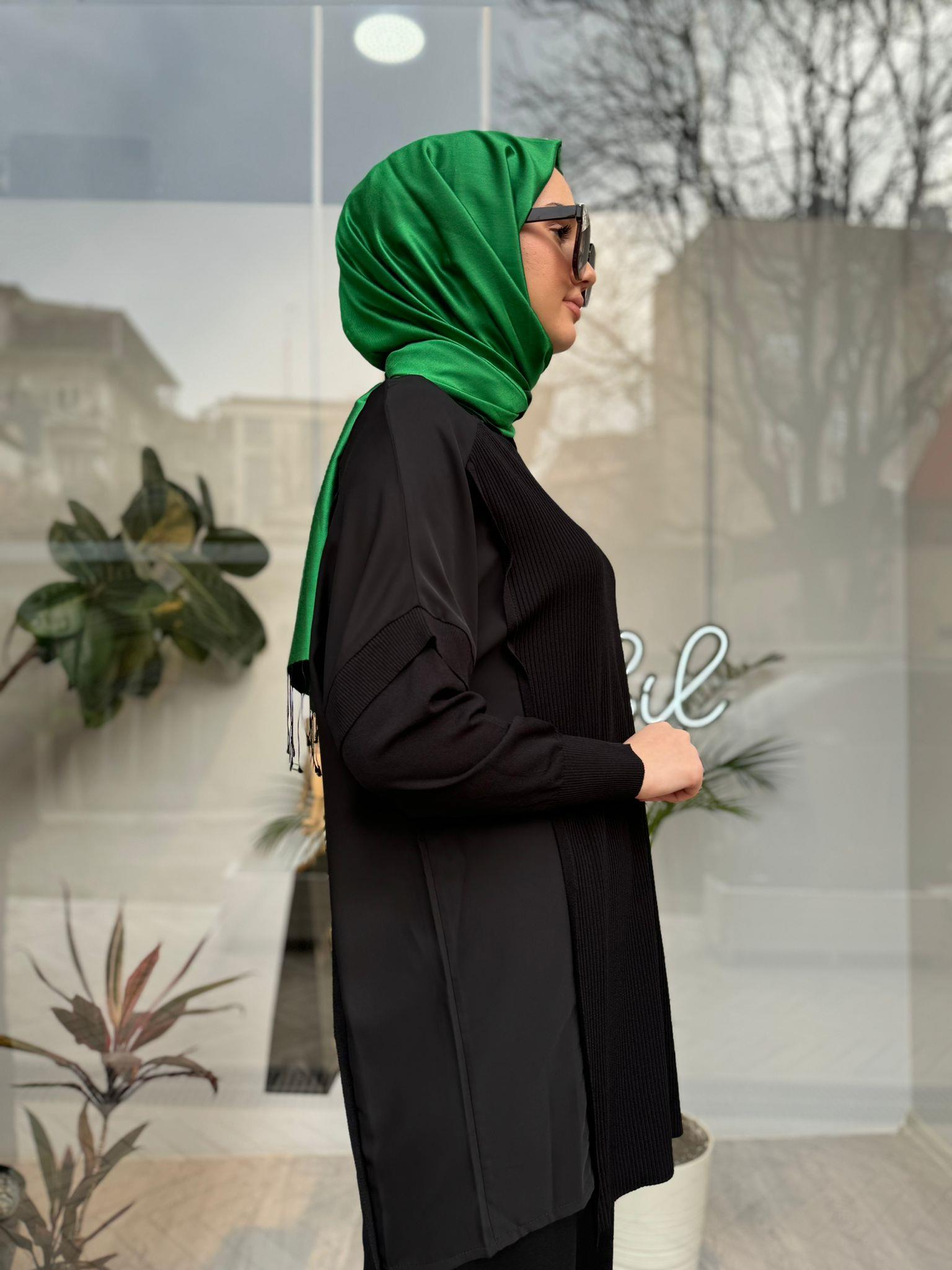 İnvee Omzu Şifon Tunik Siyah 6250