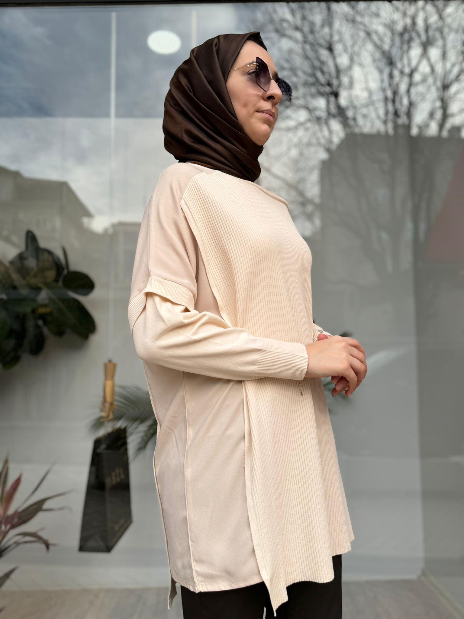 İnvee Omzu Şifon Tunik Vanilya 6250