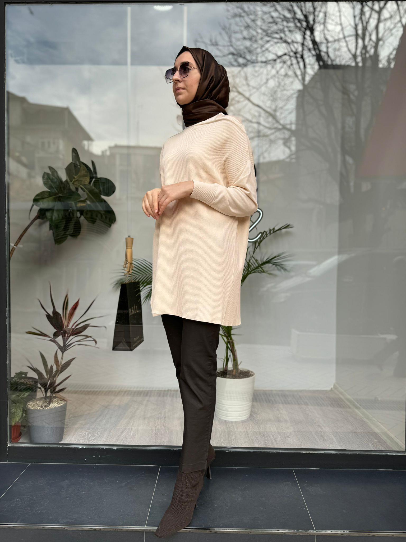 İnvee Omzu Şifon Tunik Vanilya 6250