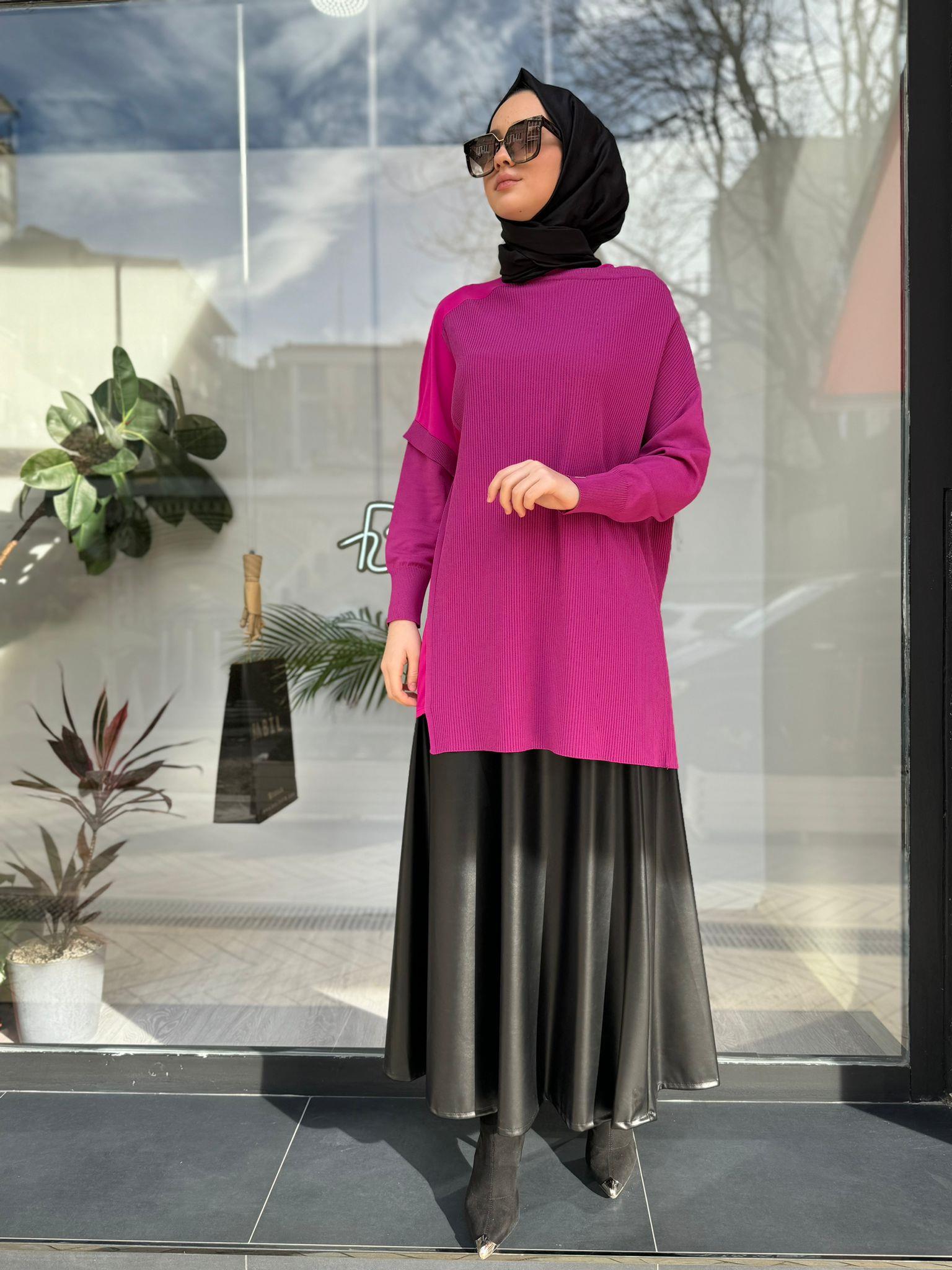 İnvee Omzu Şifon Tunik Vişne 6250