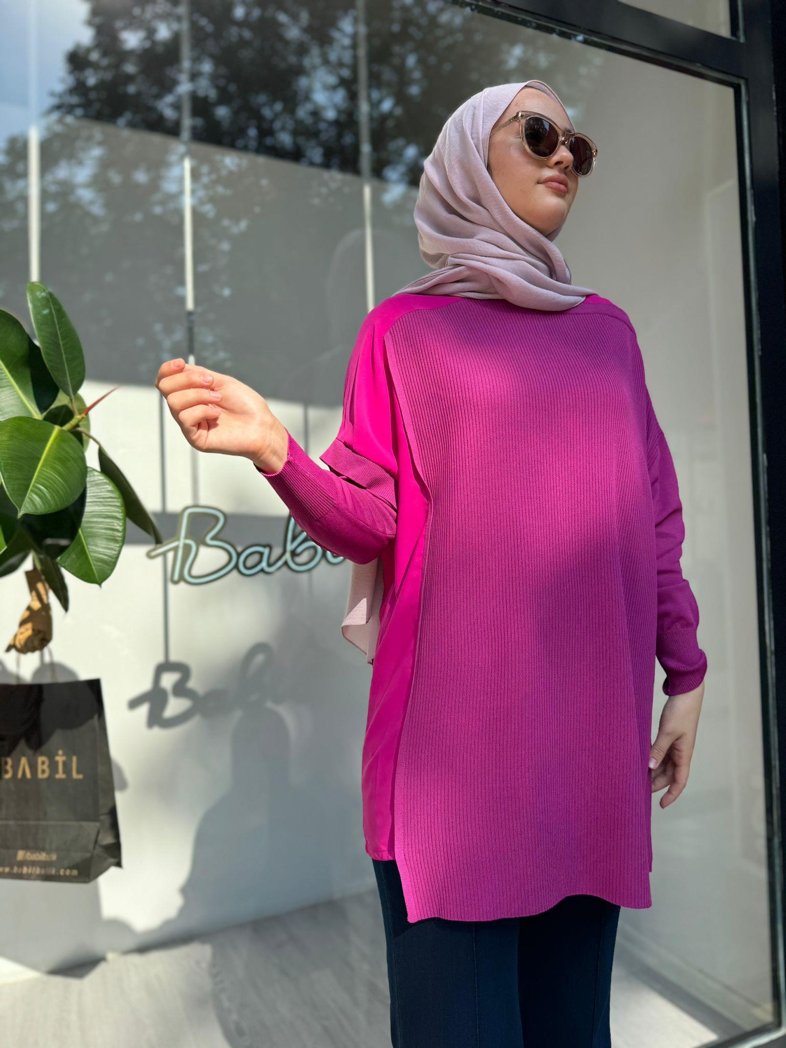 İnvee Omzu Şifon Tunik Vişne 6250
