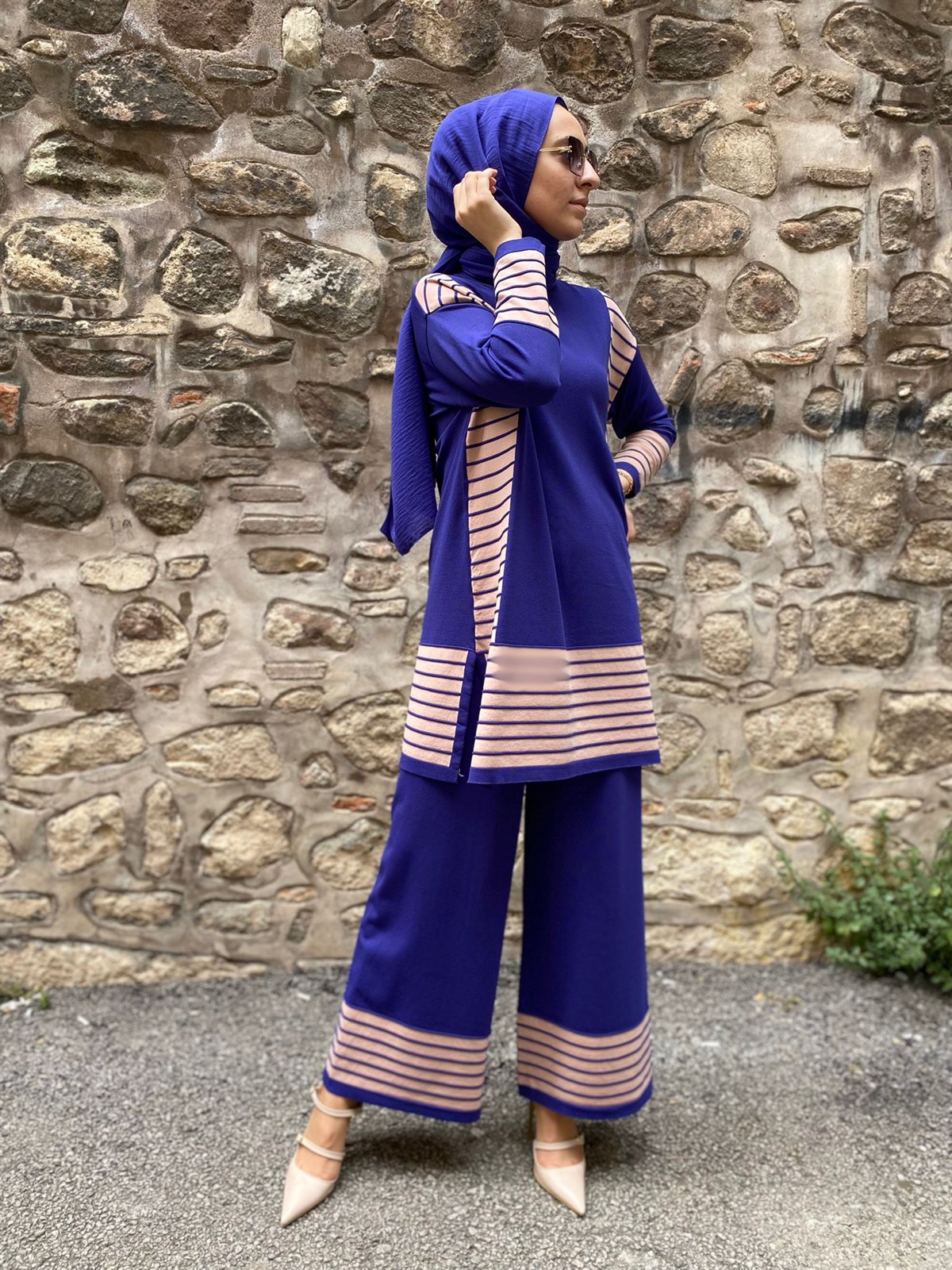 İnvee Pantalon Morcivert Çizgili Paça 6767