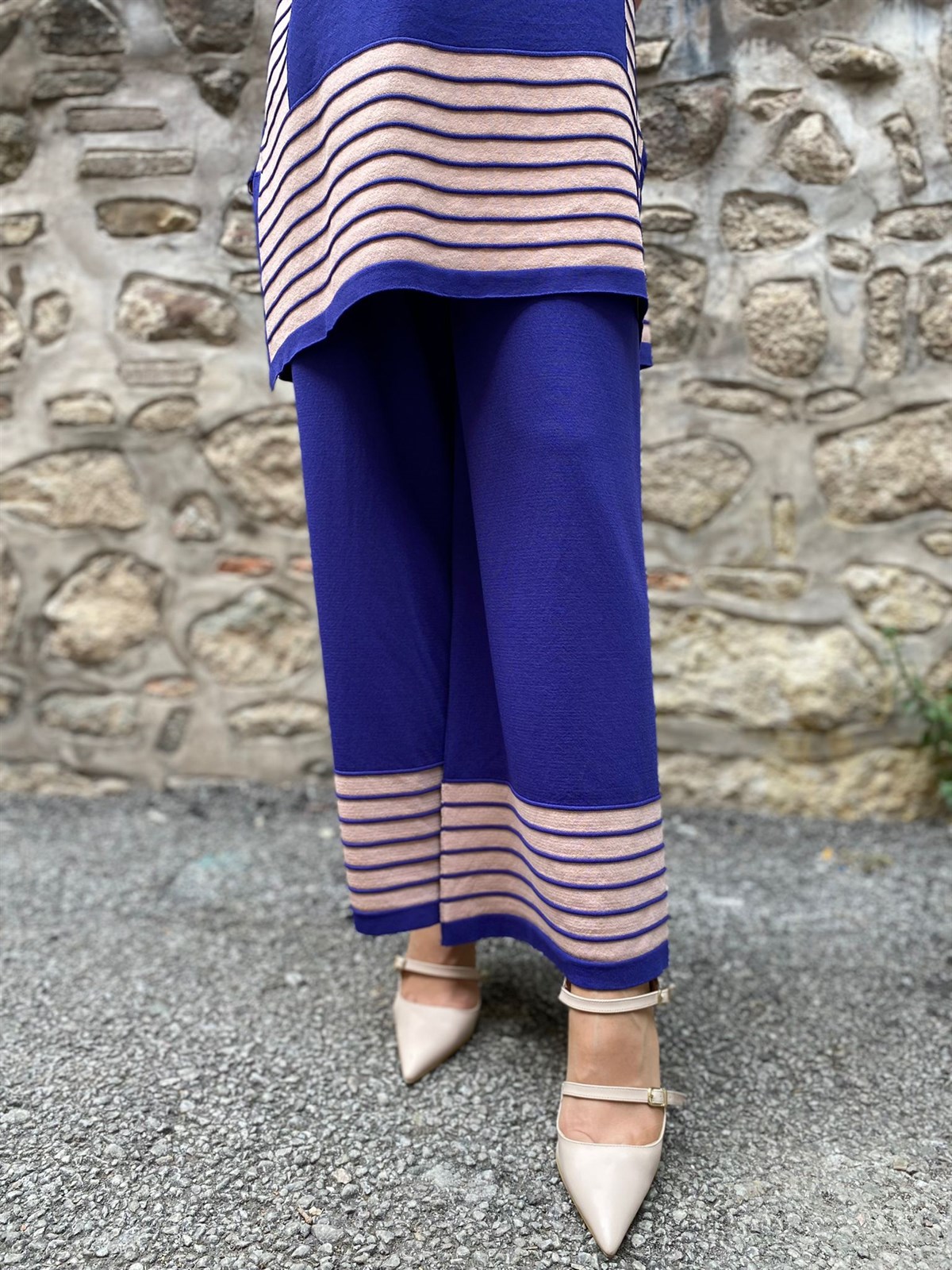 İnvee Pantalon Morcivert Çizgili Paça 6767