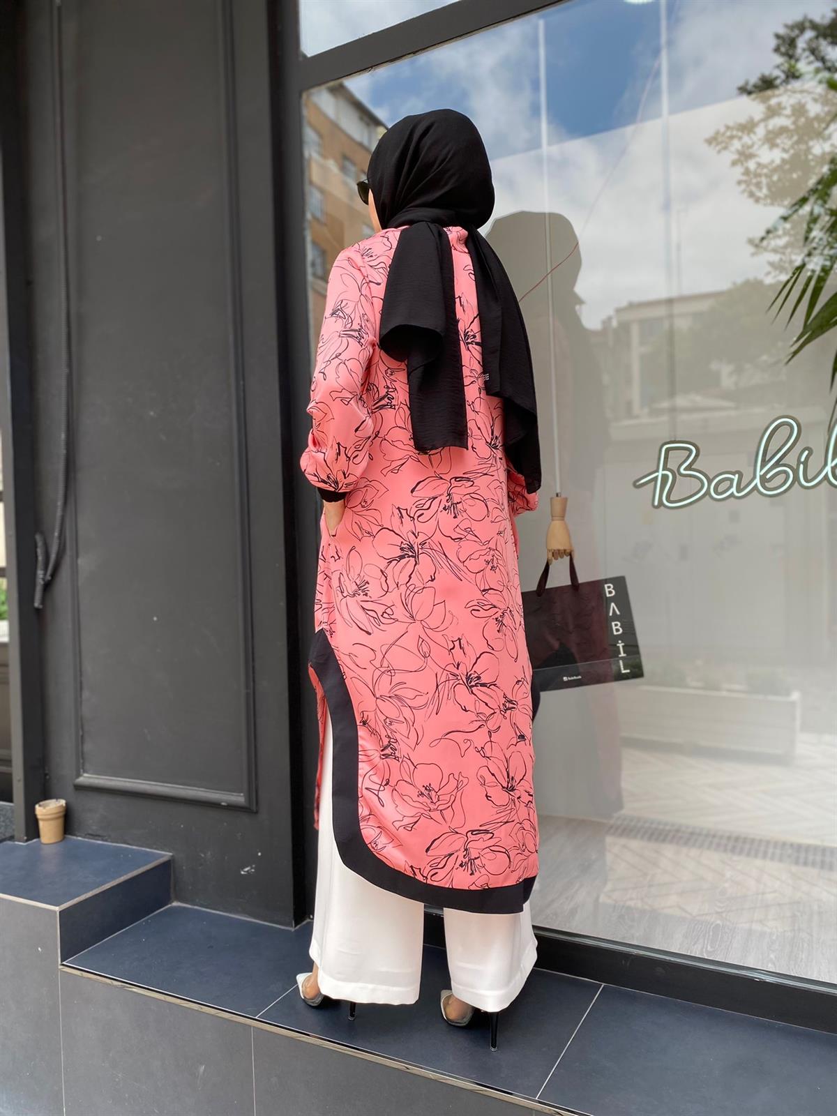 Invee Pembe Çiçek Desenli Gömlek Kap 6895