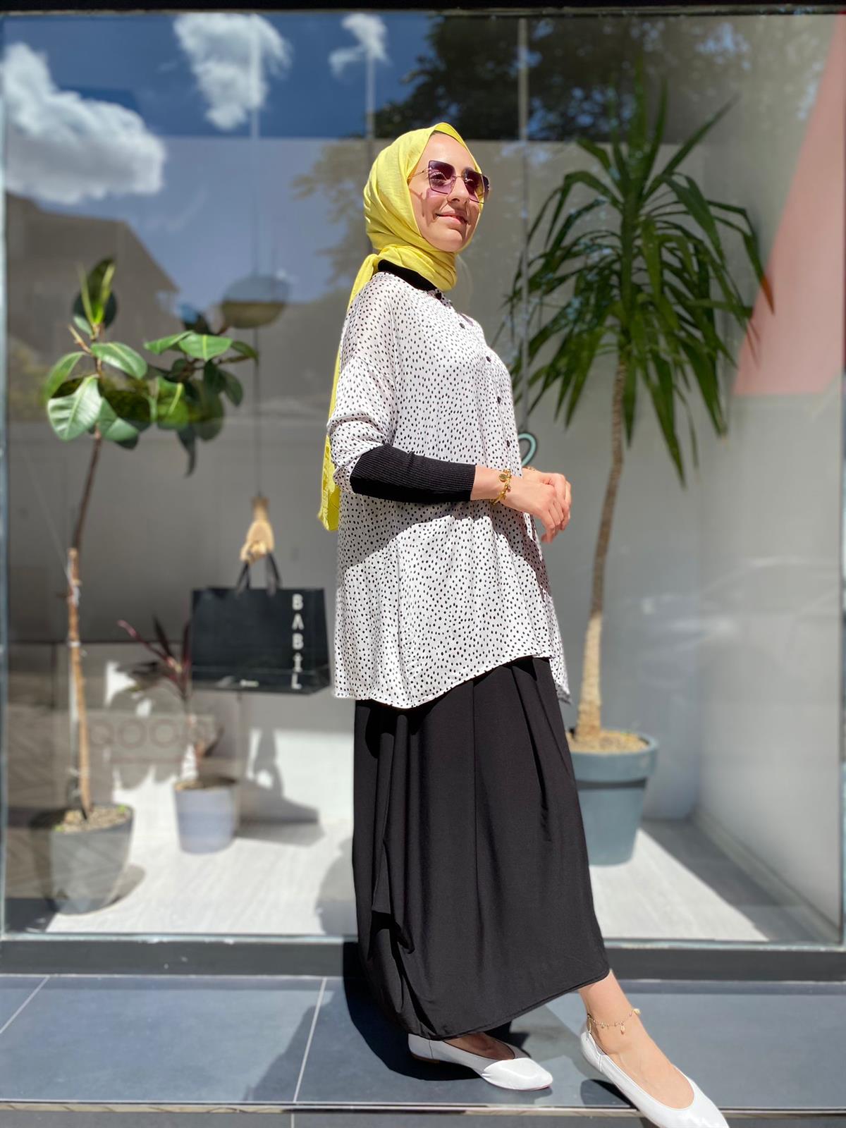 İnvee Puantiyeli Saten Gömlek 6452