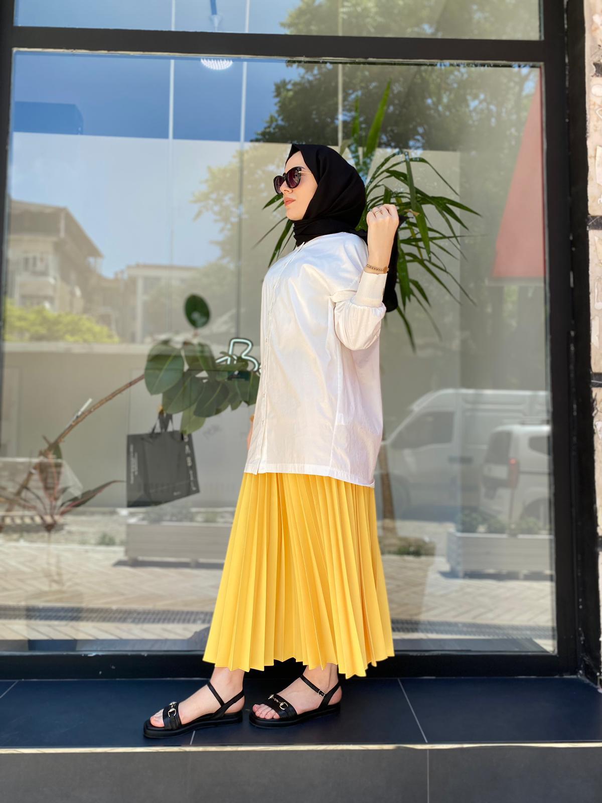 İnvee Sarı Pliseli Etek 6466