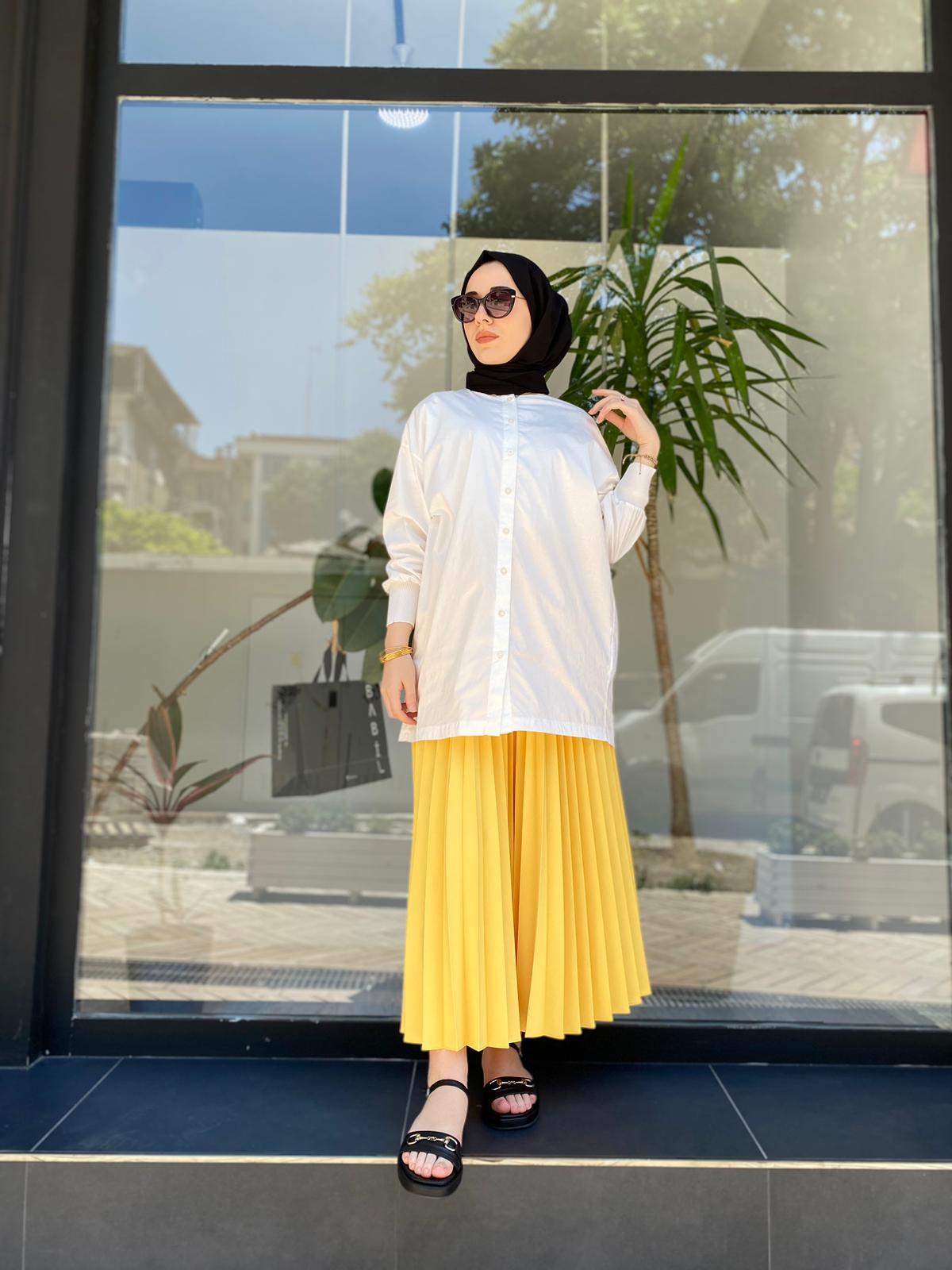 İnvee Sarı Pliseli Etek 6466