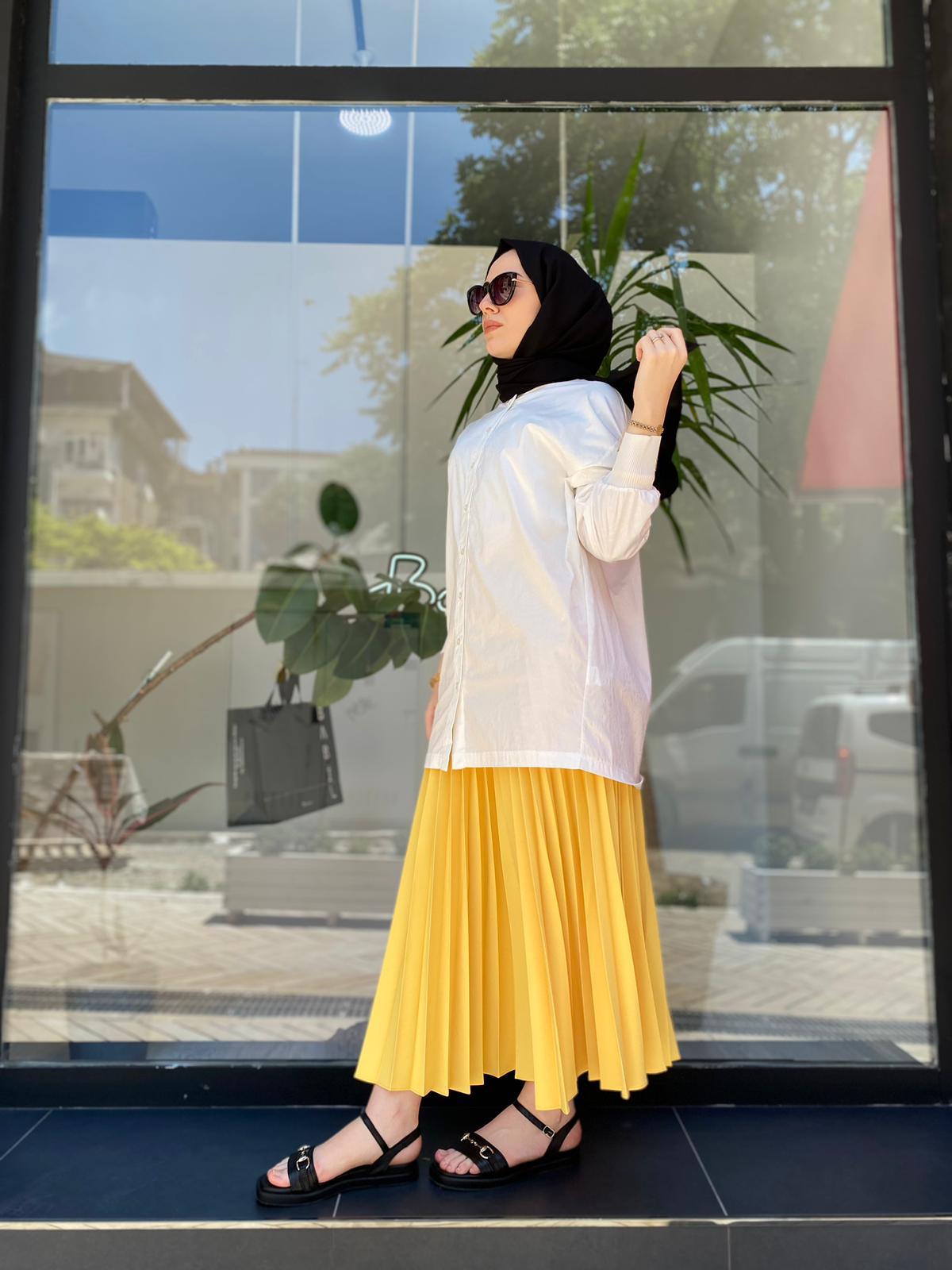 İnvee Sarı Pliseli Etek 6466