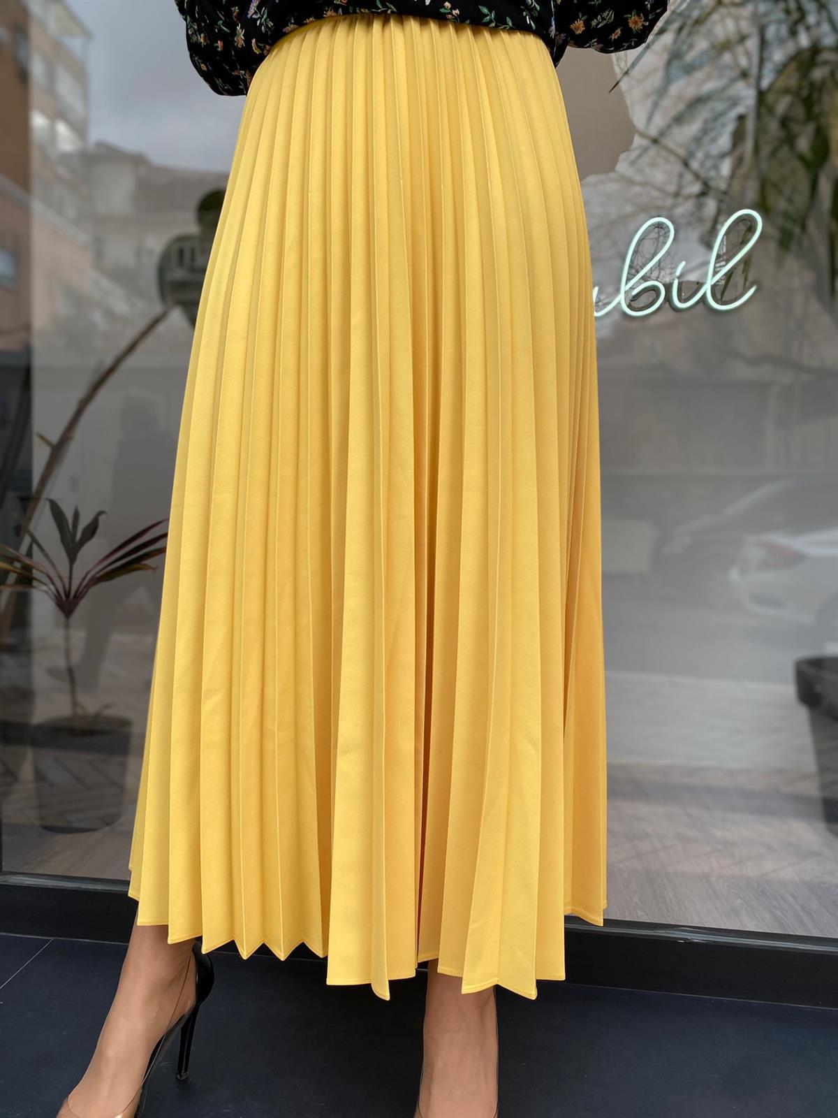 İnvee Sarı Pliseli Etek 6466