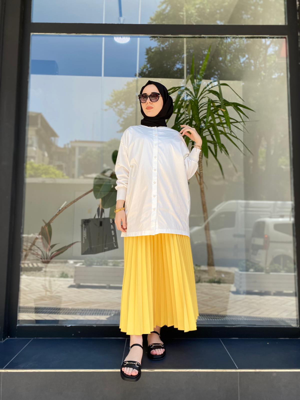 İnvee Sarı Pliseli Etek 6466