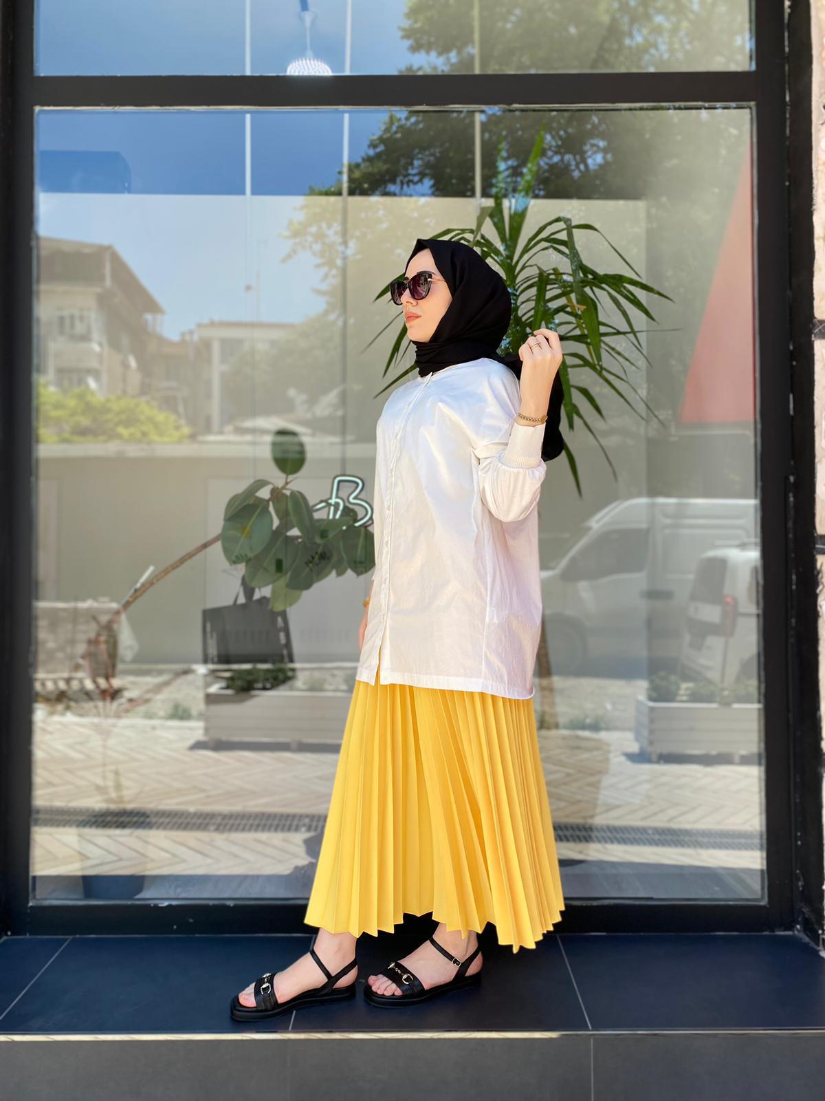 İnvee Sarı Pliseli Etek 6466