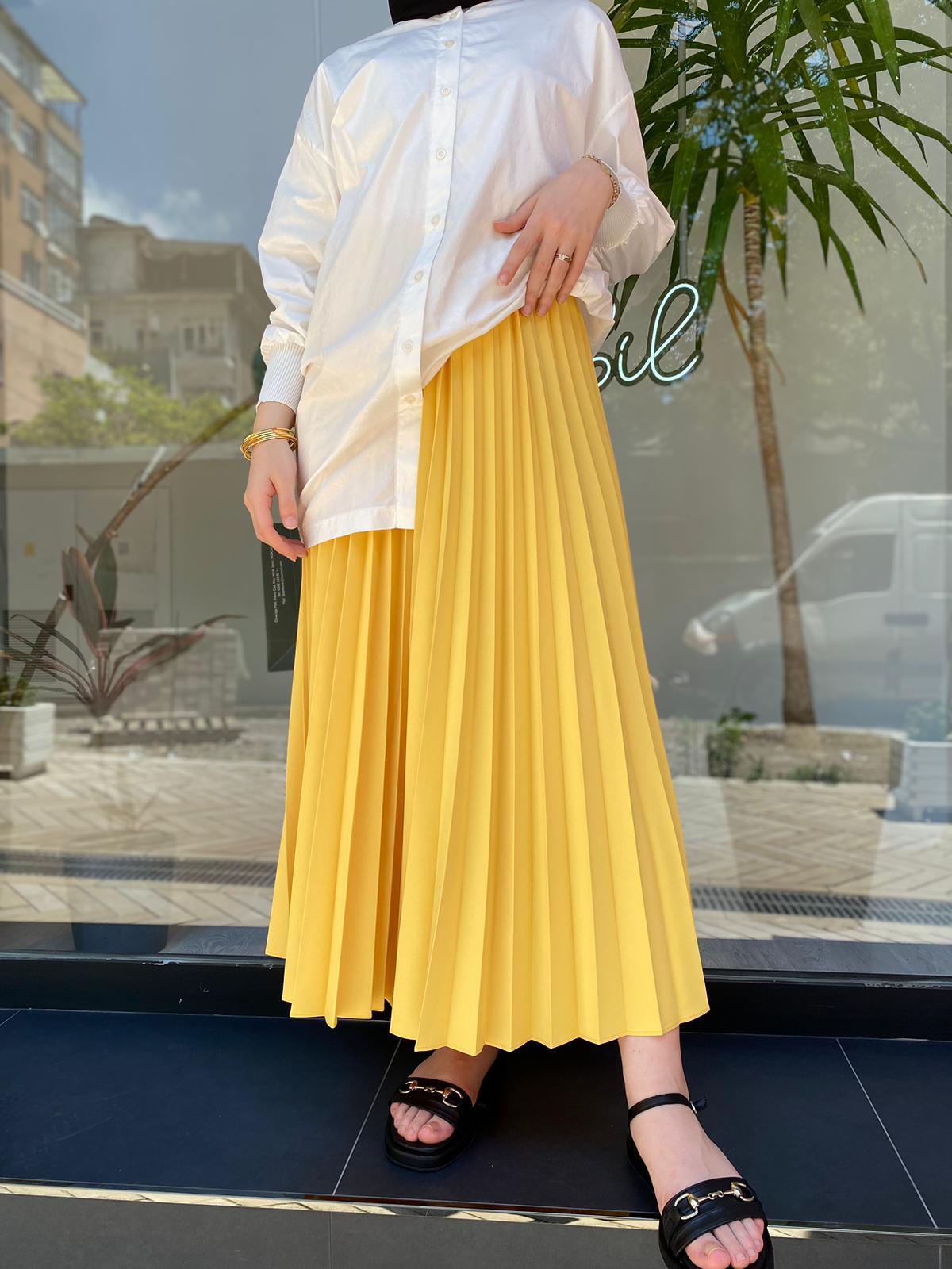 İnvee Sarı Pliseli Etek 6466