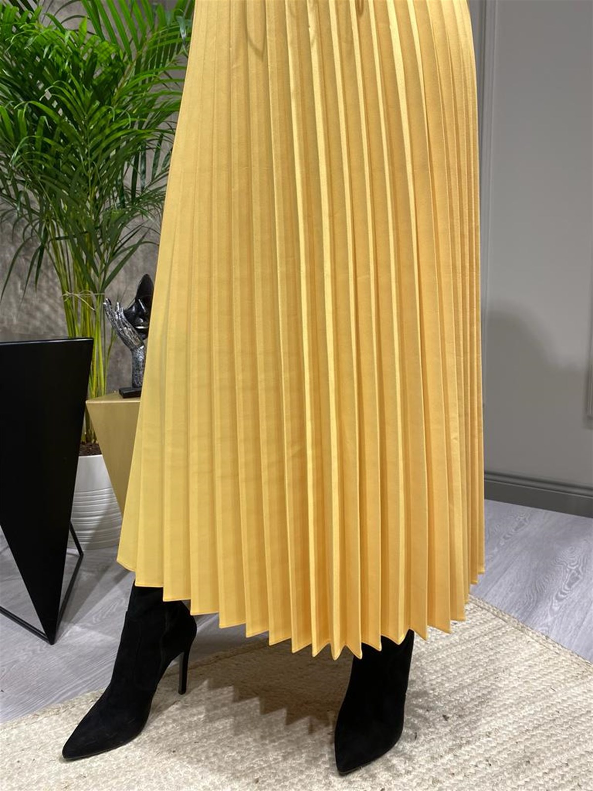 İnvee Sarı Pliseli Etek