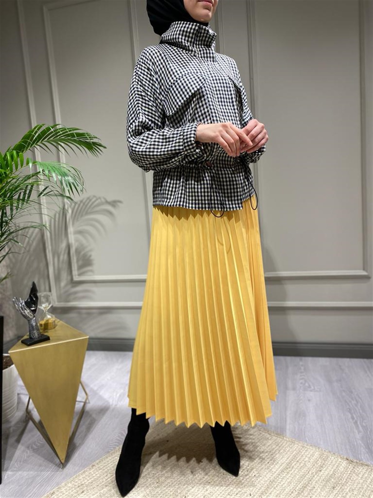 İnvee Sarı Pliseli Etek