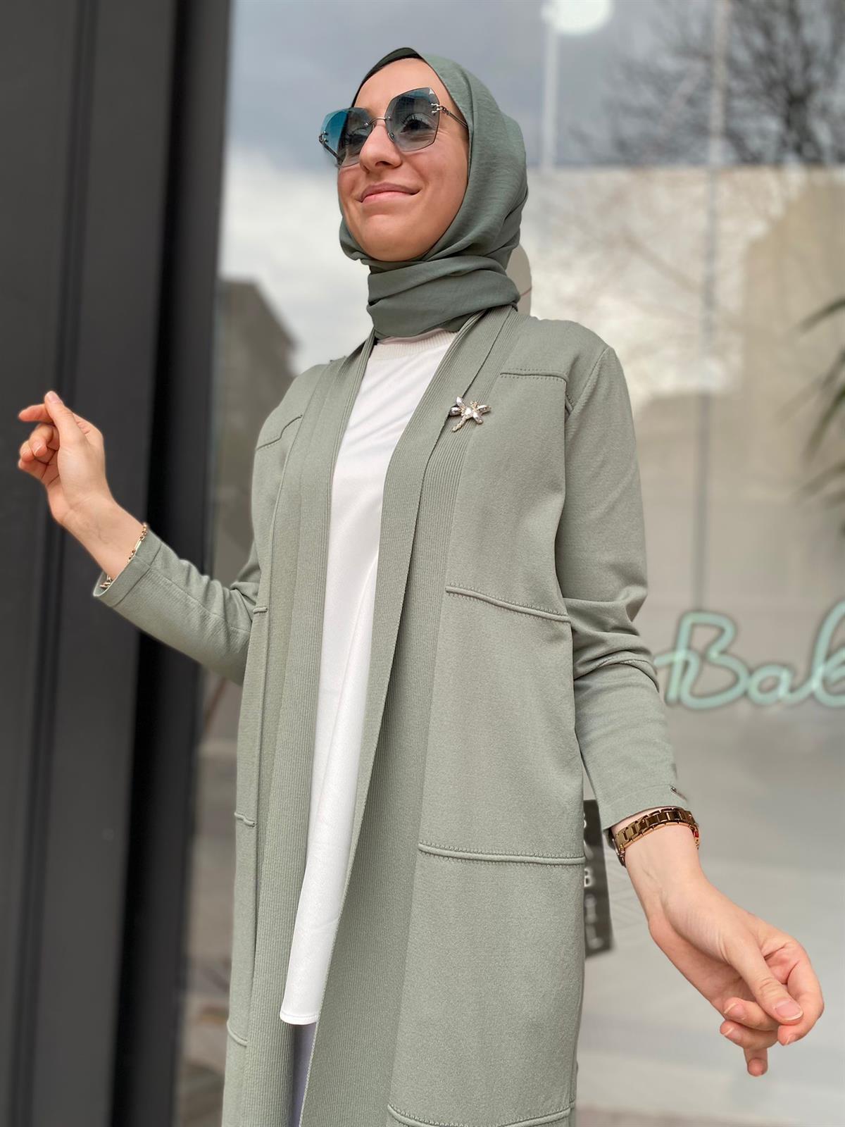 İnvee TaM Boy Triko Hırka Küf Rengi 6402