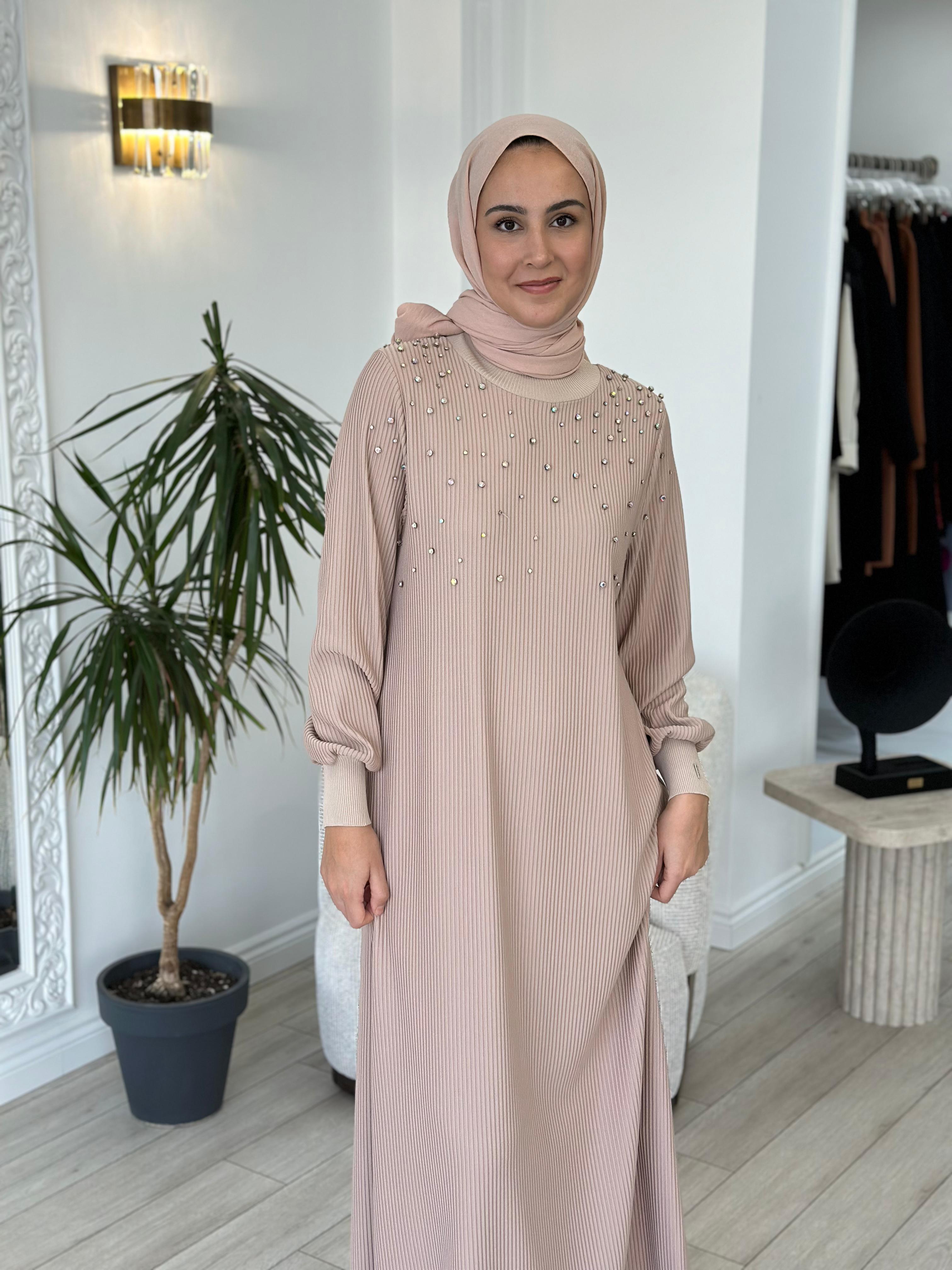 İnvee Taşlı Elbise Bej 6934