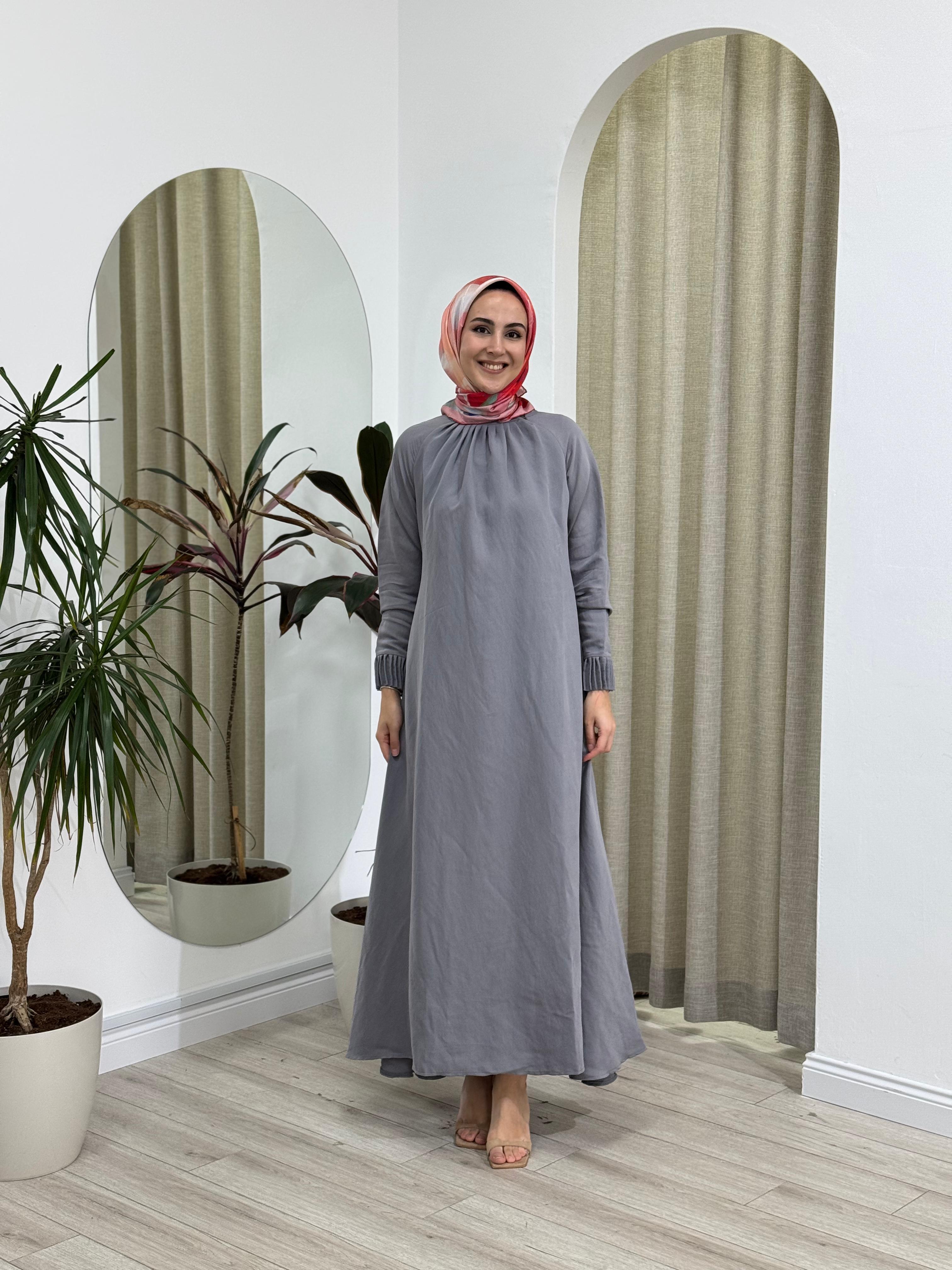 İnvee Tensel Elbise Gri 6964