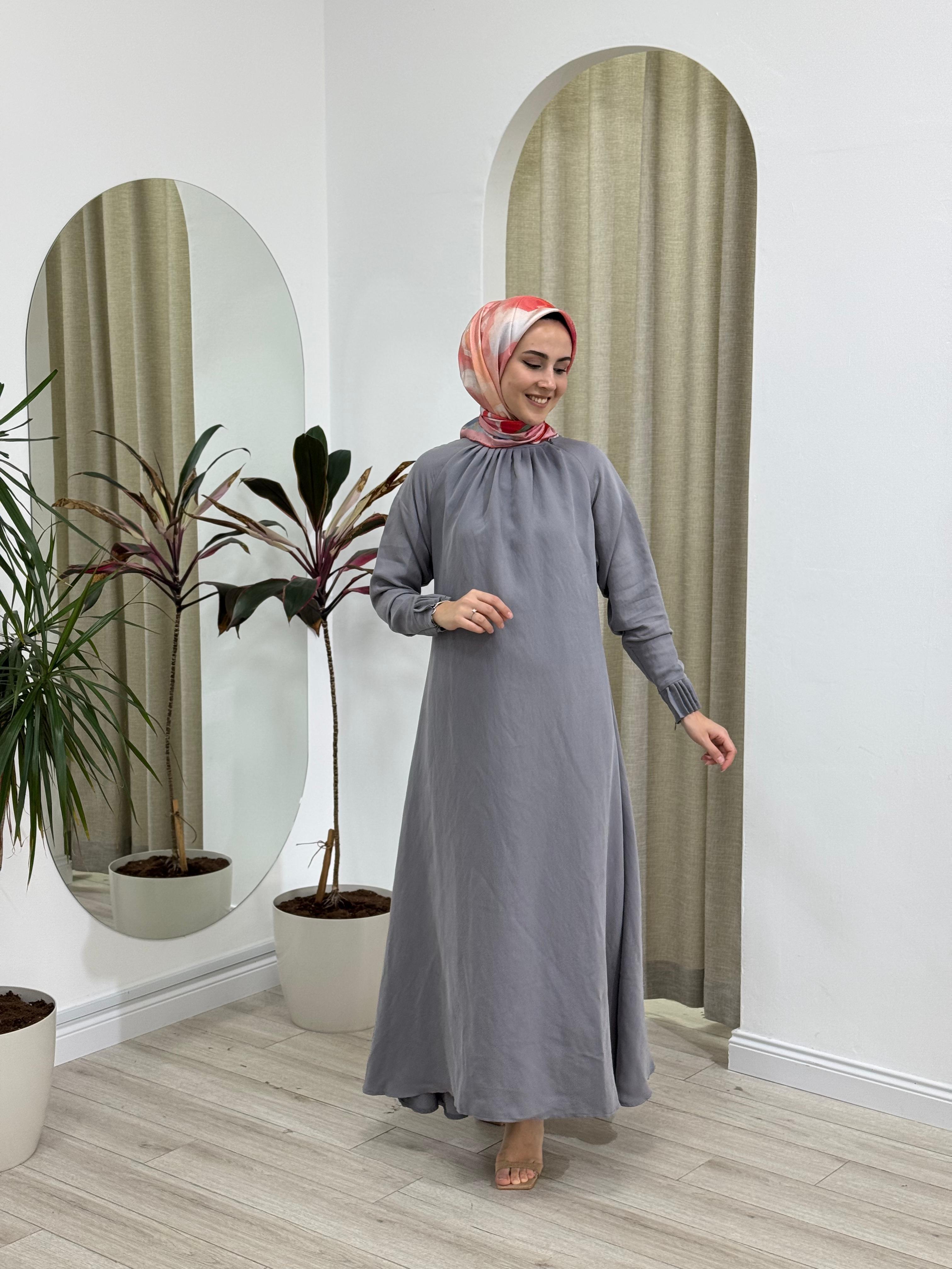 İnvee Tensel Elbise Gri 6964