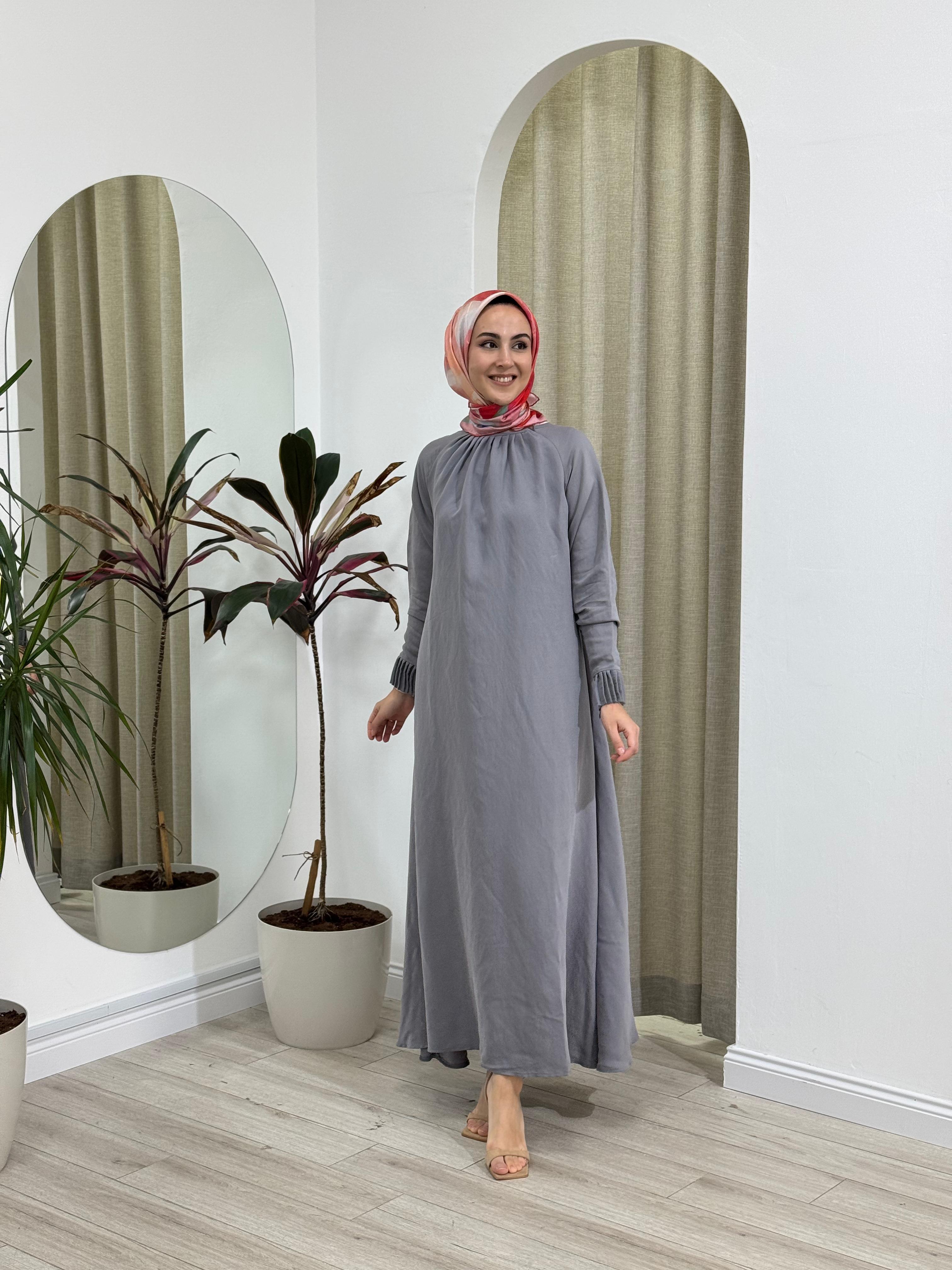 İnvee Tensel Elbise Gri 6964