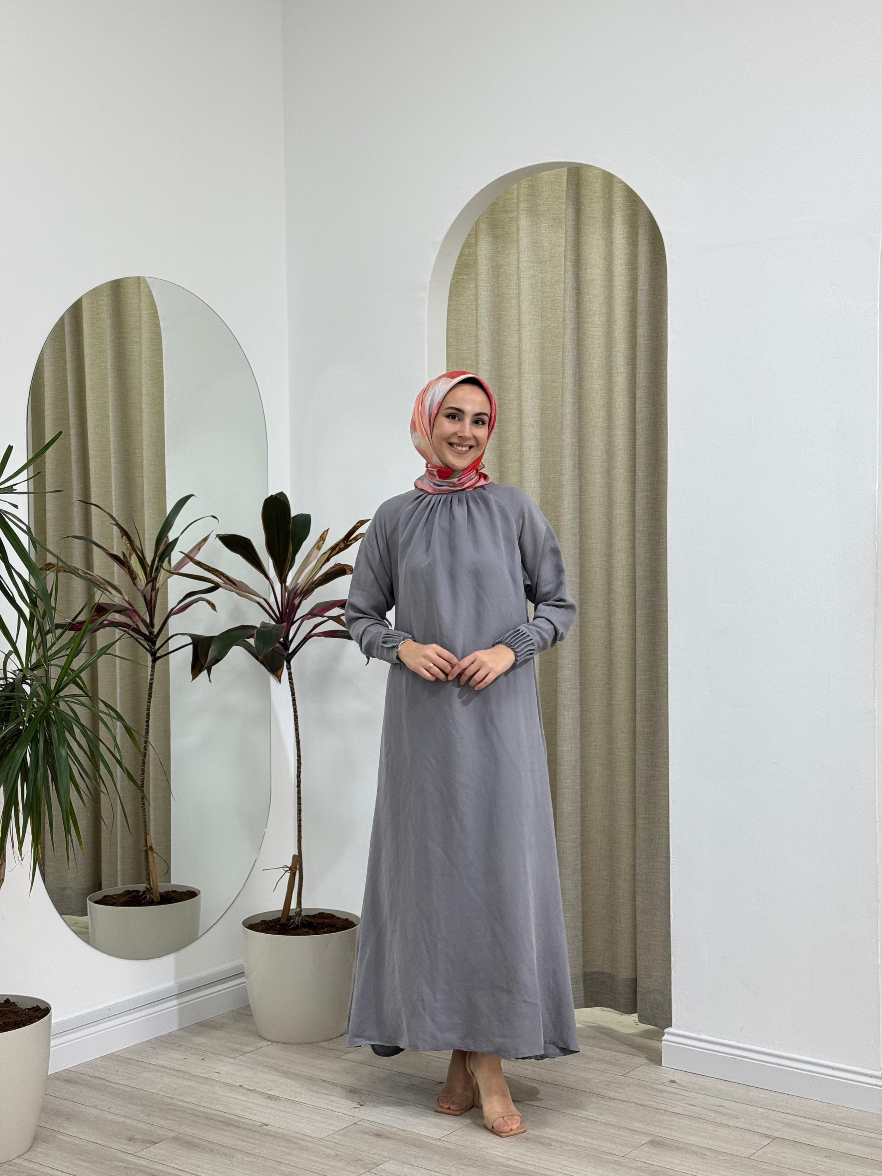 İnvee Tensel Elbise Gri 6964