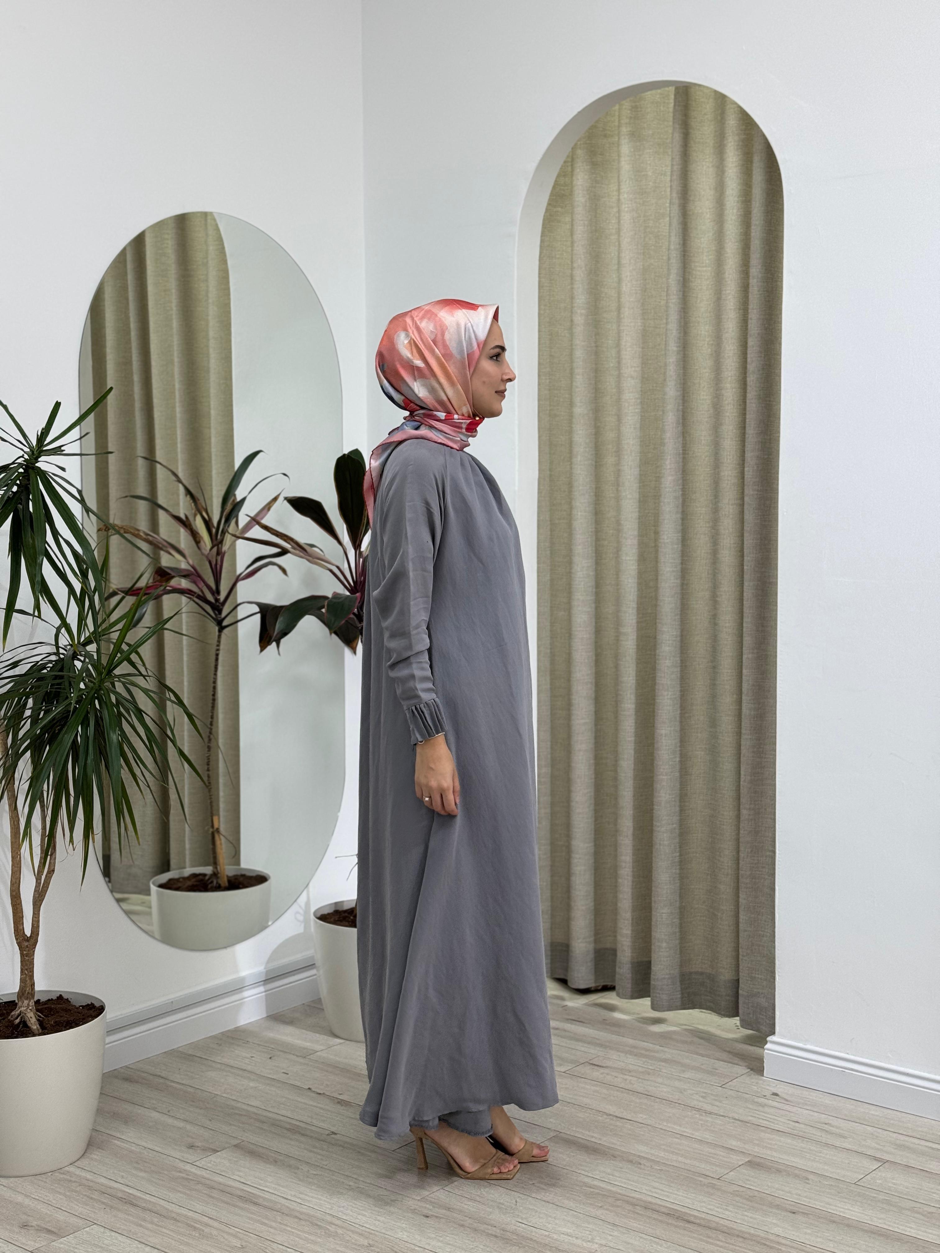 İnvee Tensel Elbise Gri 6964