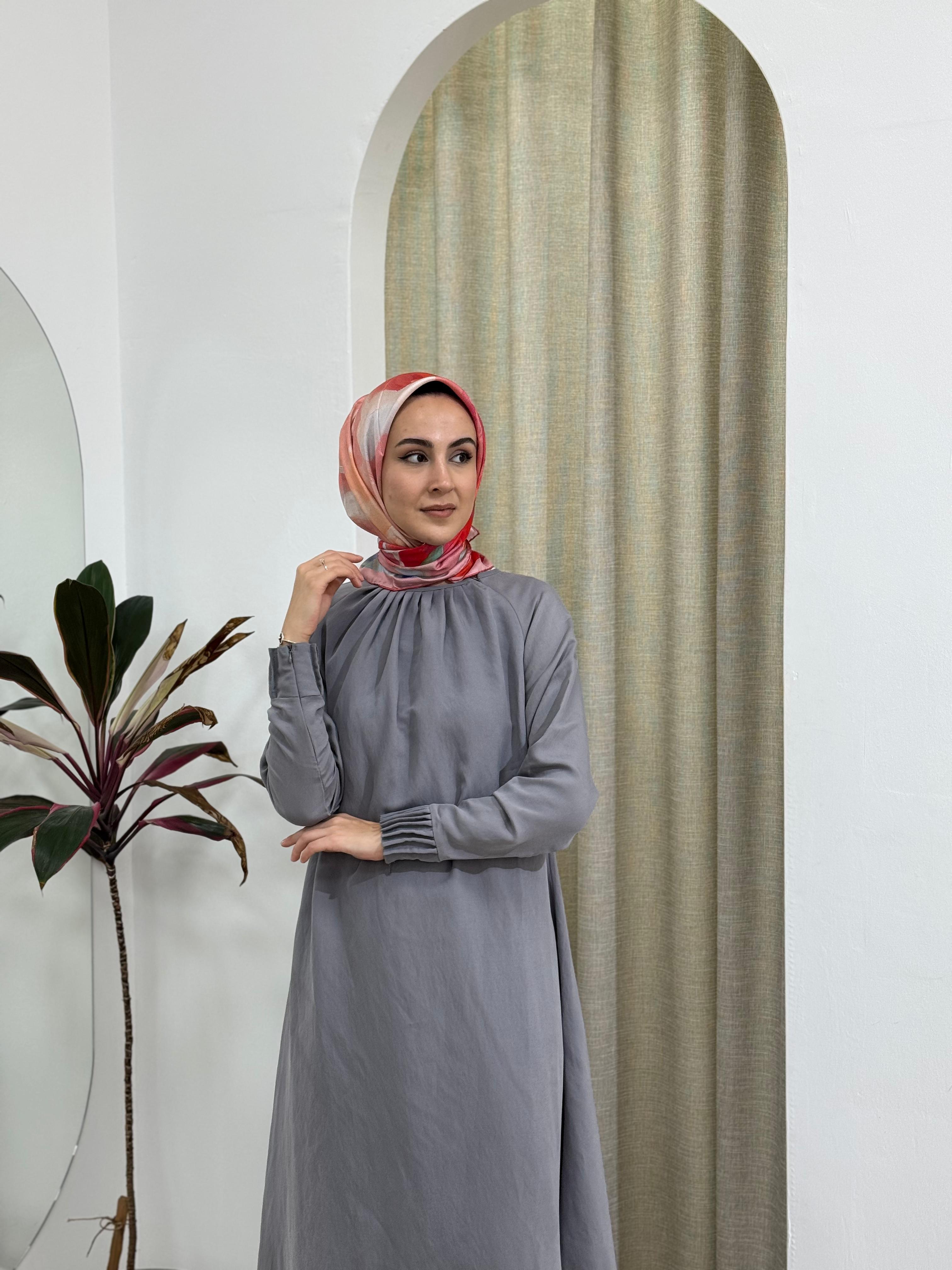 İnvee Tensel Elbise Gri 6964