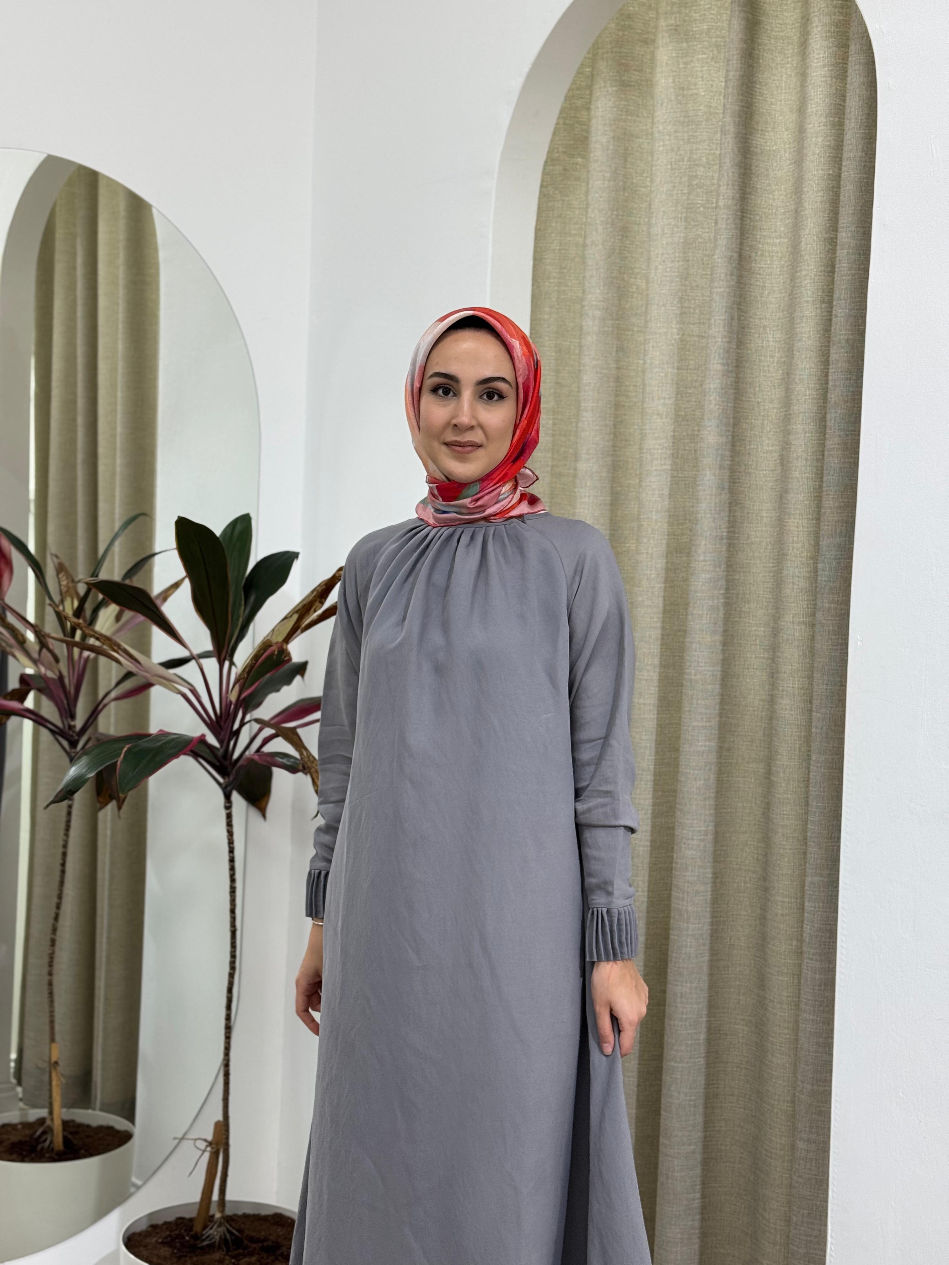 İnvee Tensel Elbise Gri 6964
